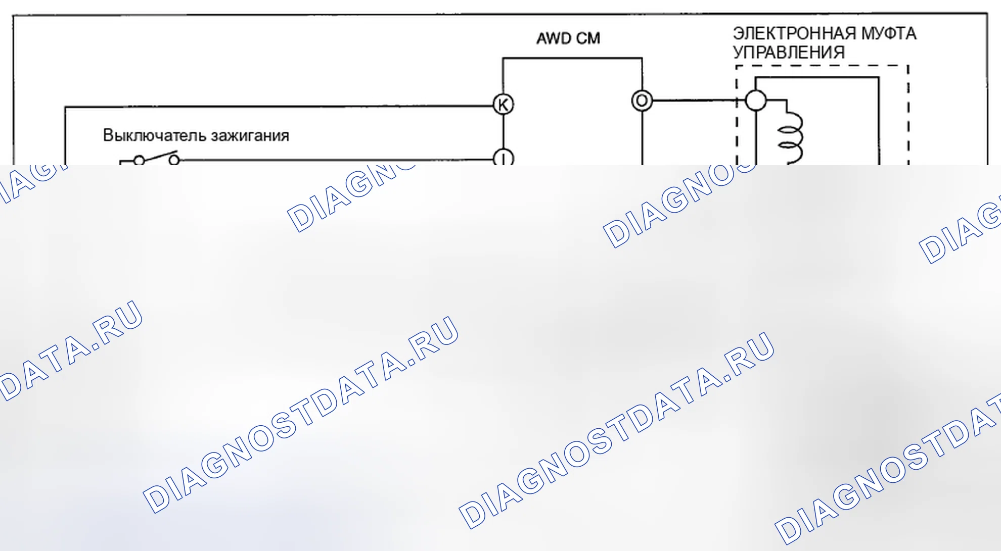 Рис. 2: СХЕМА ПОДКЛЮЧЕНИЯ ЭЛЕКТРОННОЙ СИСТЕМЫ УПРАВЛЕНИЯ AWD. Mazda CX-7 I рестайлинг