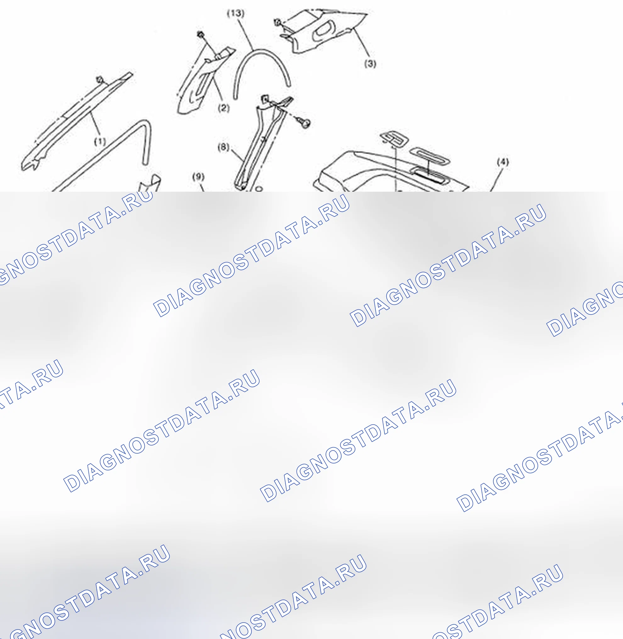 Рис. 32: Разнесенный вид внутренней отделки (модель Sedan). Subaru Impreza WRX STI GD рестайлинг 2