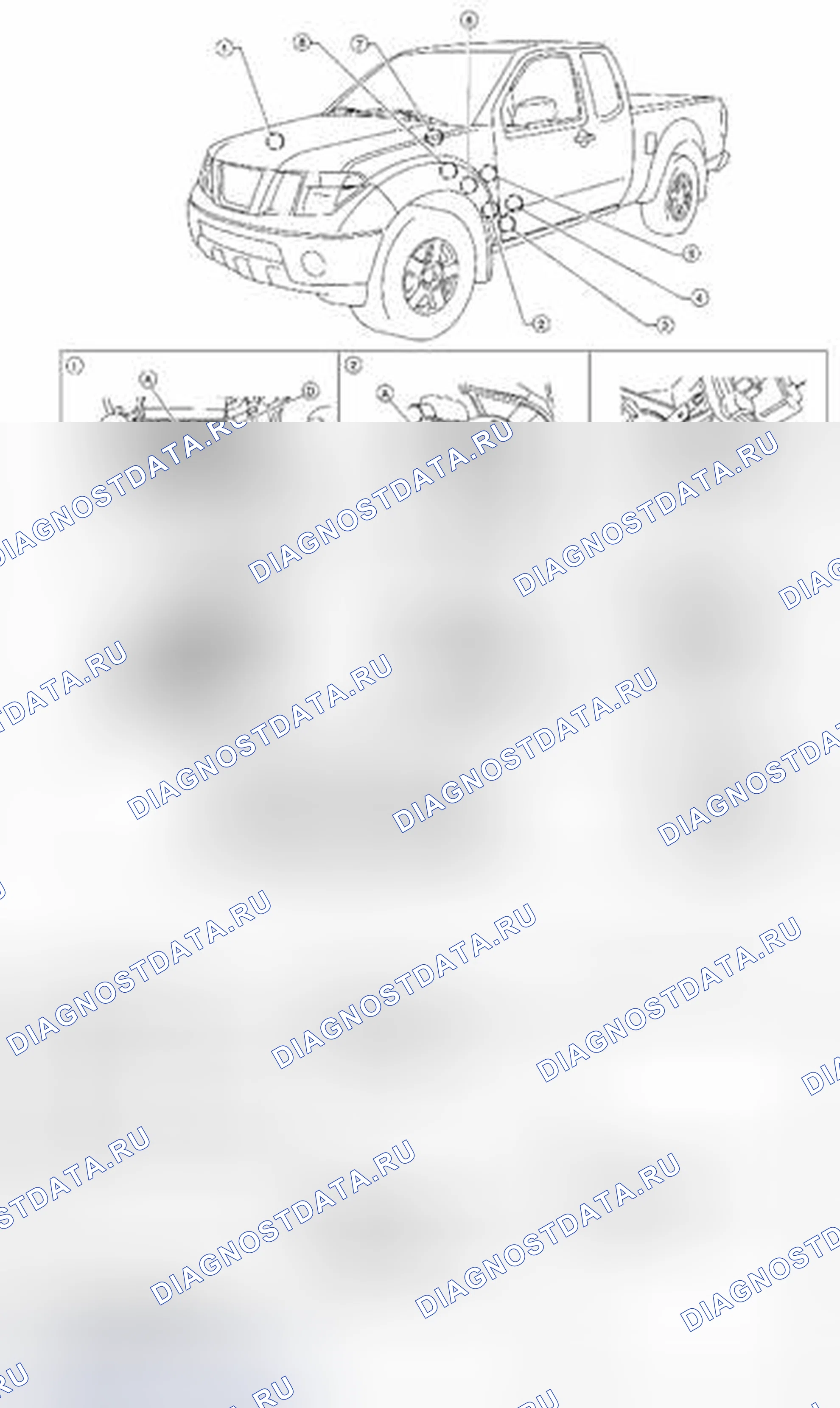 Рис. 2: 4WD Система: расположение компонентов. Suzuki Equator I