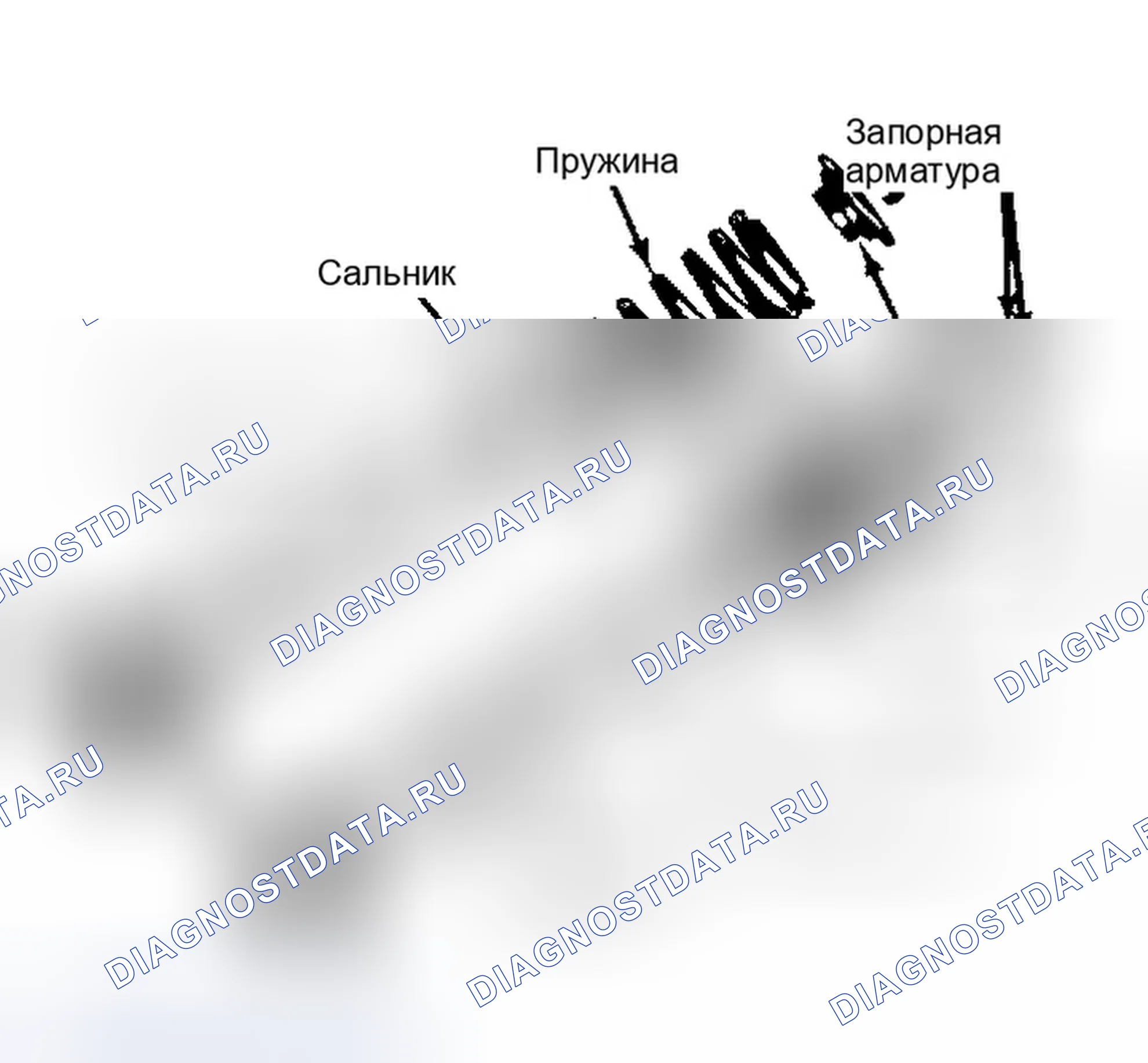 Рис. 27: Вид в разобранном виде узлов впускных и выпускных клапанов. Dodge Diplomat I