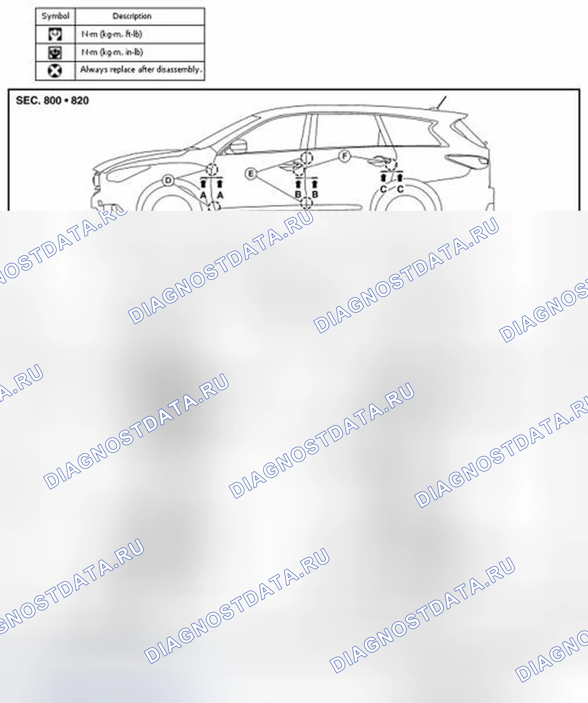 Рис. 257: ДВЕРЬ В СБОРЕ: Регулировка. Infiniti QX60 I