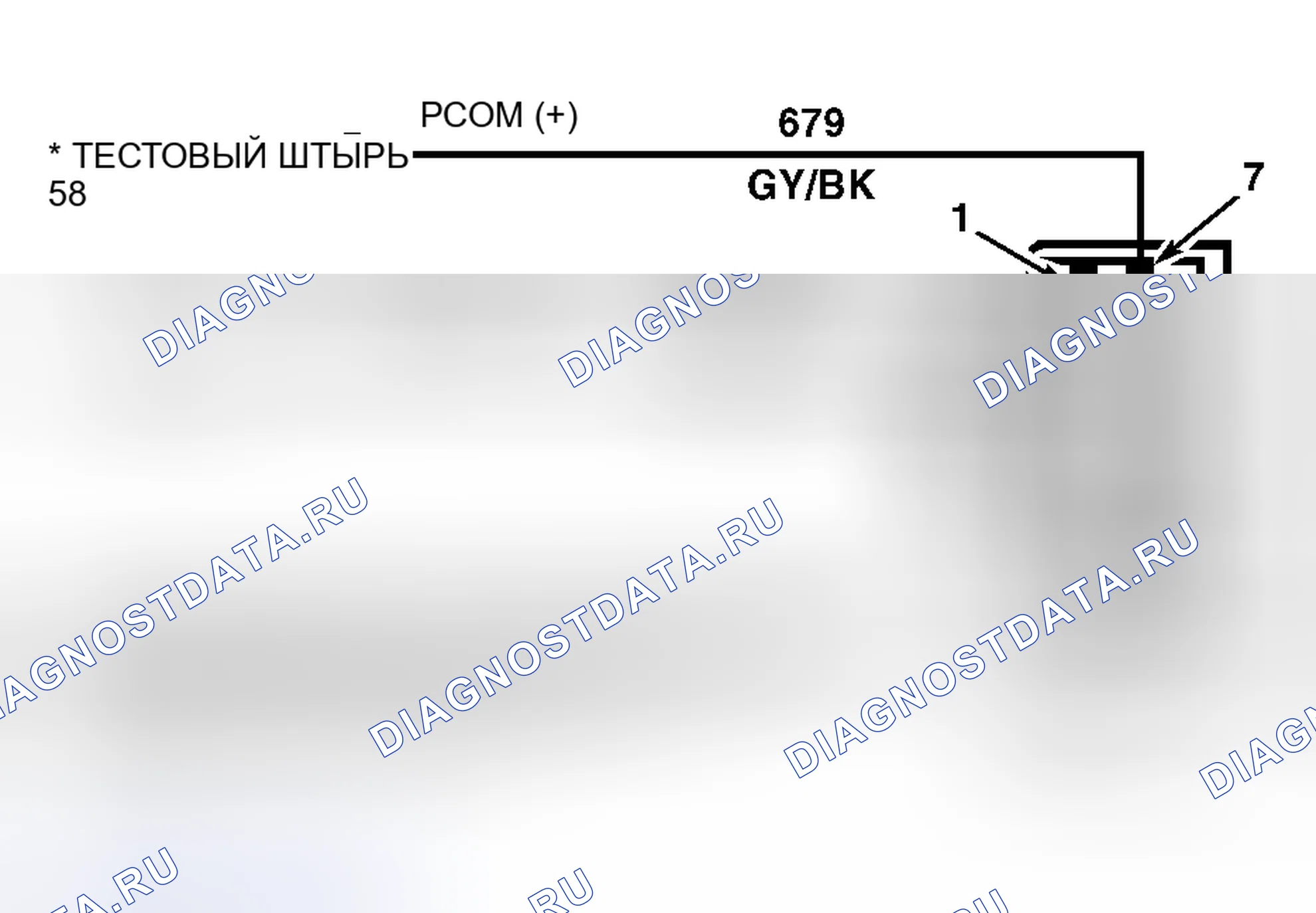 Рис. 417: Идентификация схемы и разъемов программируемого модуля спидометра / одометра (PSOM). Ford Pickup F250 