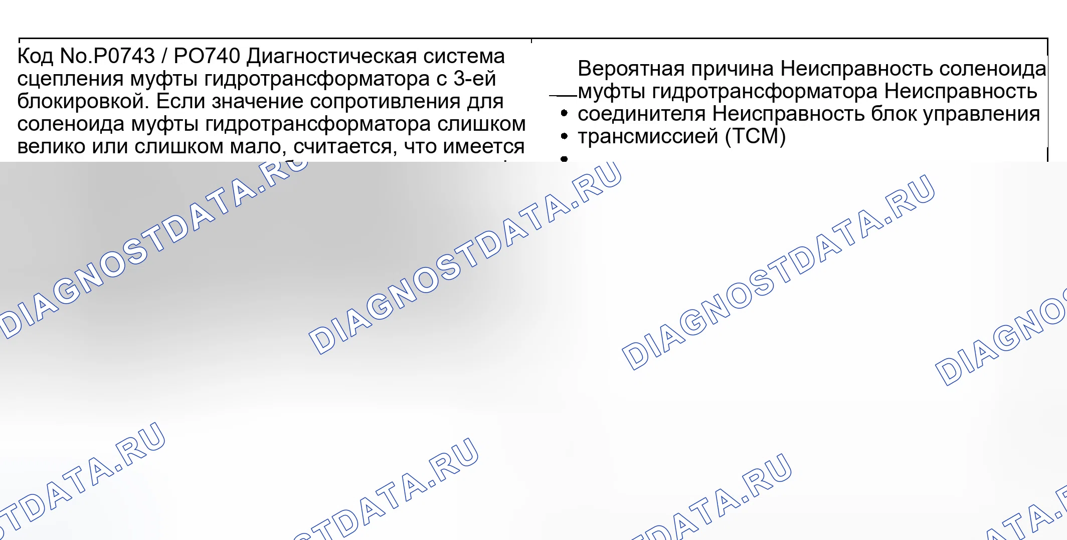 Рис. 62: расшифровка кода ошибки P0740 и P0743: Электромагнитная система сцепления гидротрансформатора. Hyundai Sonata IV рестайлинг