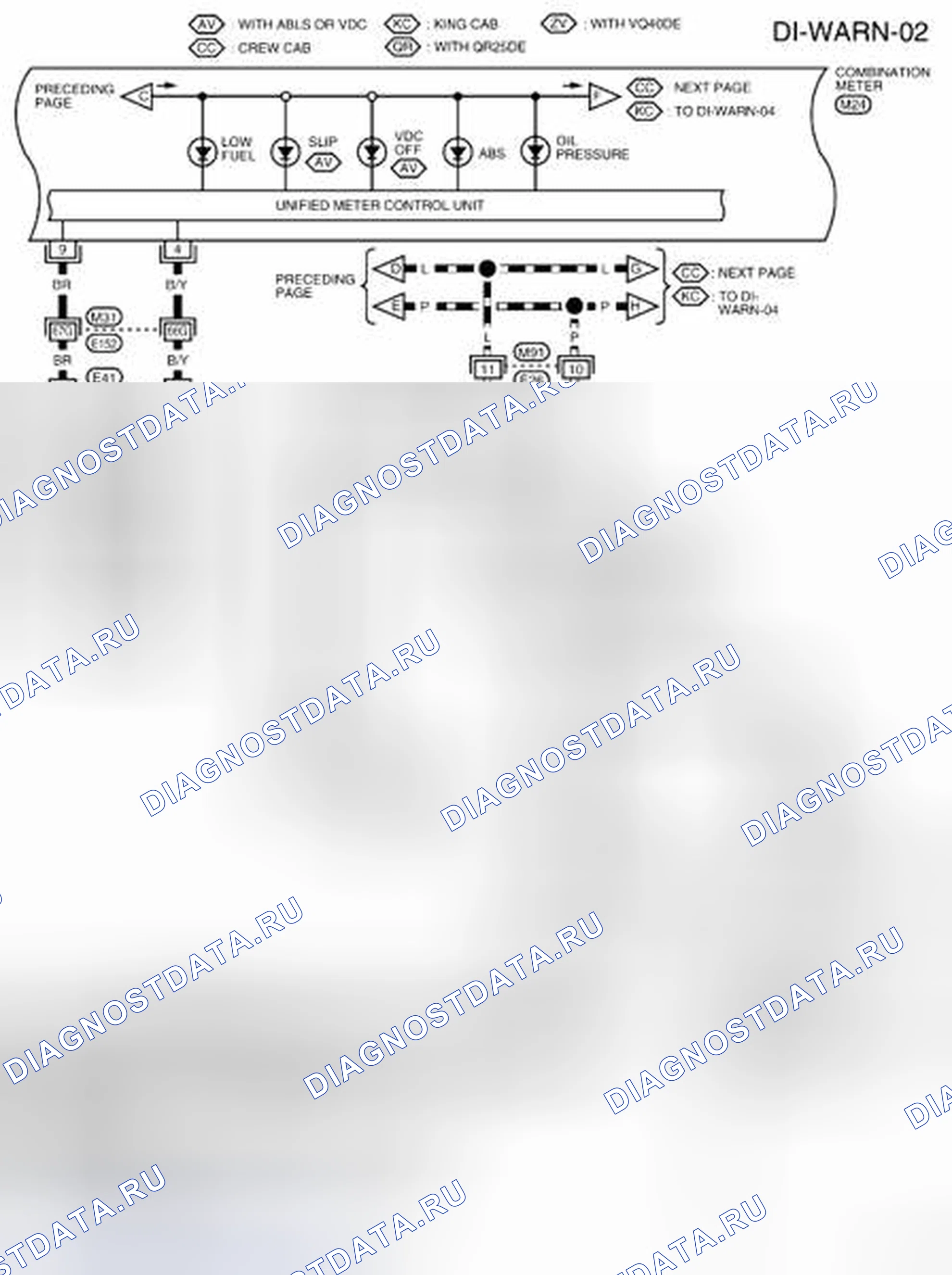 Рис. 15: электросхема - зажигание с распределителем-WARN-02. Nissan Frontier D40