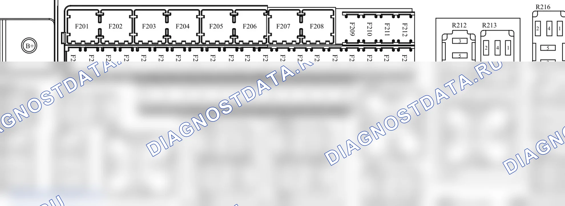Информация о блоке предохранителей F201, F209, F210, F211, F212, F213, F214, F215, F216, F217, F218, F219, F220, F221, F222, F223, F224, F225, F226, F227, F228, F229, F230, F231, F232, F233, F234, F235, F236, F237, F238, F239, F240, F241, F242, F243, F244. Tank 300 II