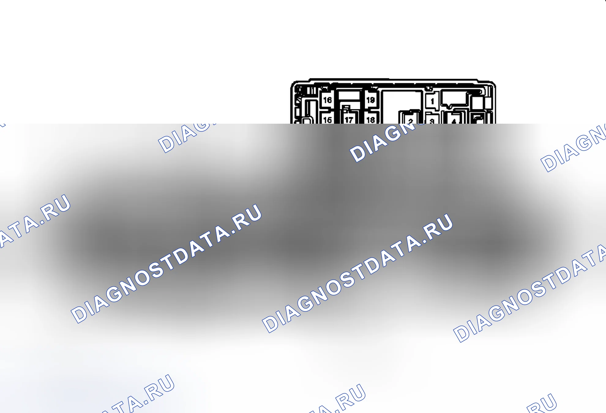 Рис. 15: X53A Блок предохранителей - вид снизу на заднюю часть кузова. Chevrolet Volt I