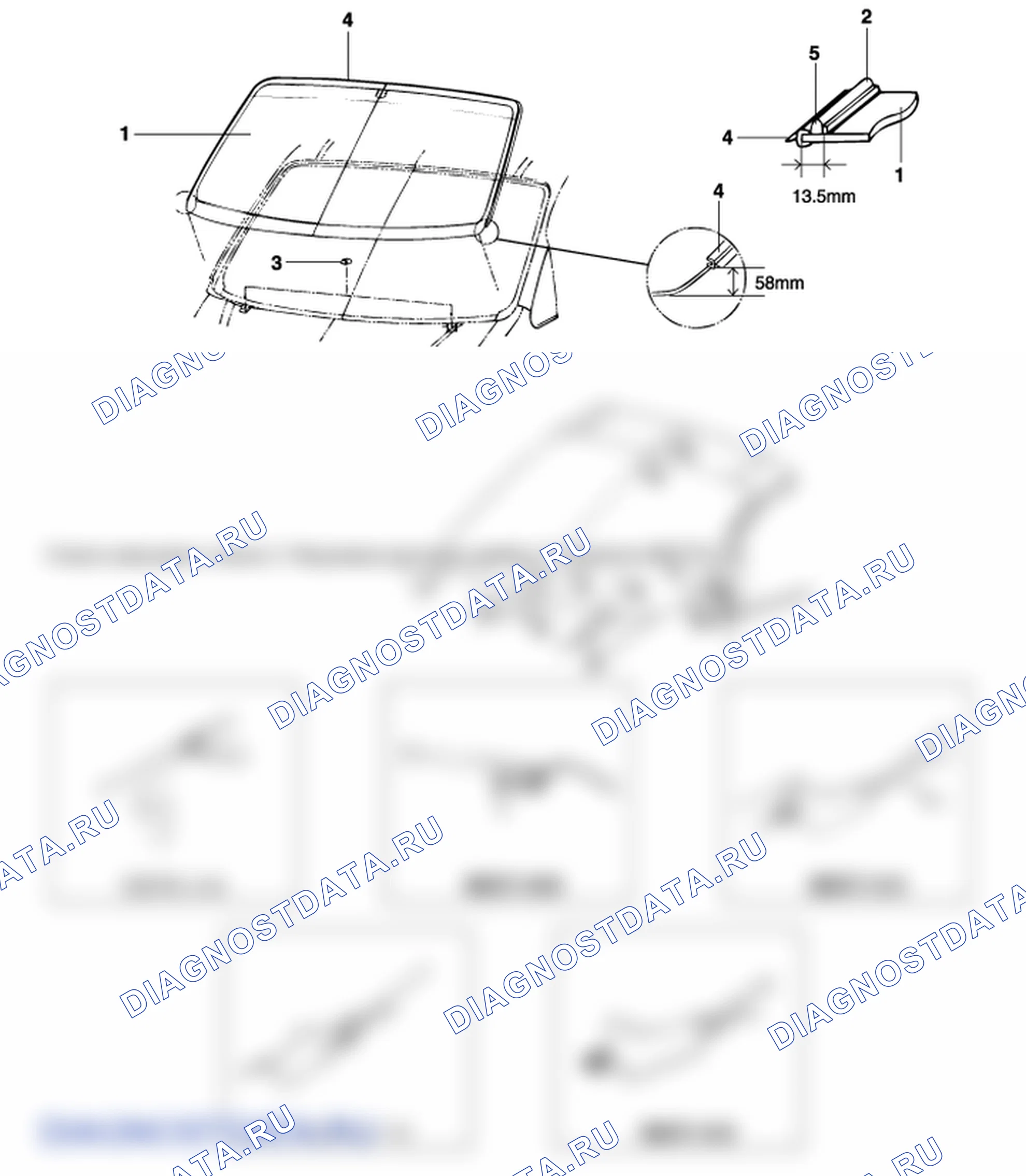 Расположение деталей ветрового стекла. Hyundai H-1 A1