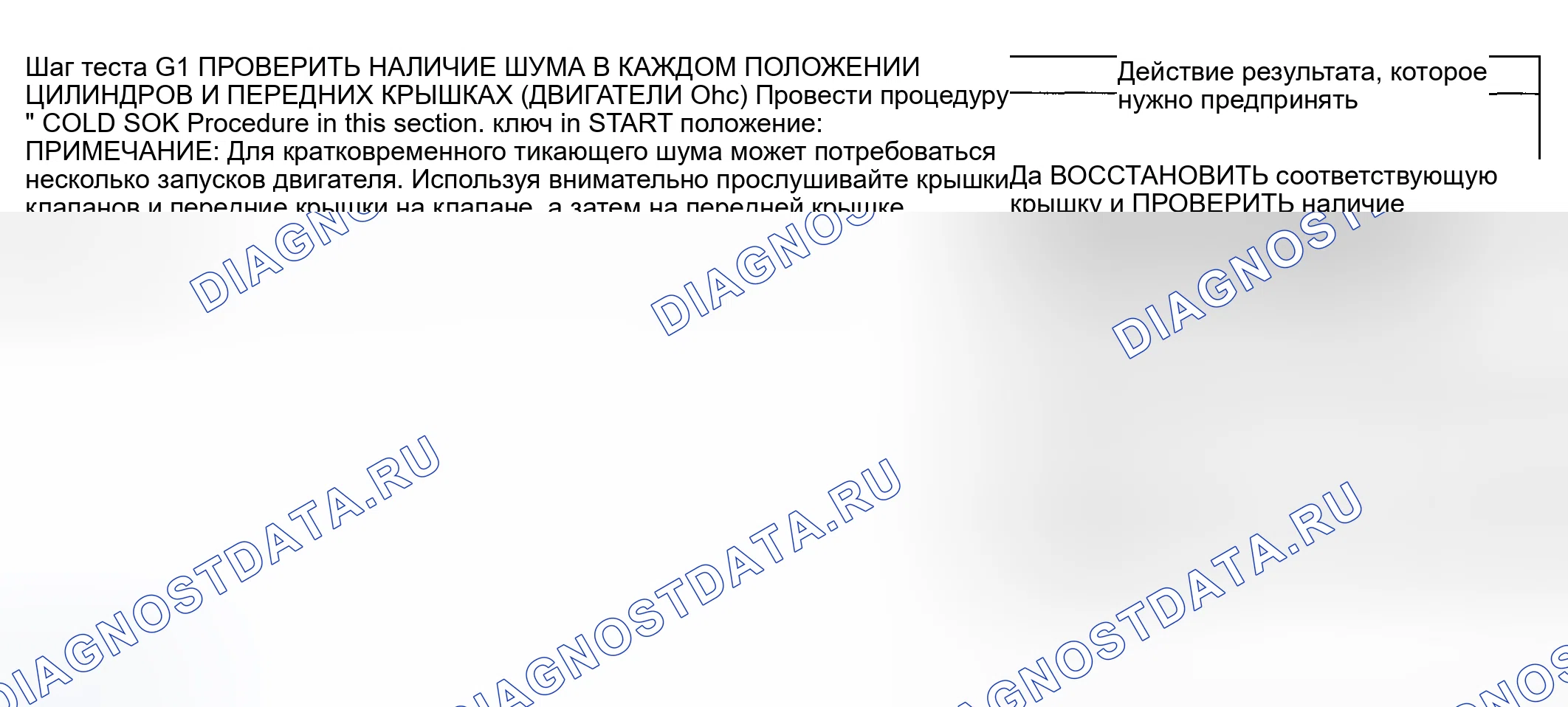 Рис. 20: диагностический тест G: тикание двигателя, стук или непрерывный грохот. Lincoln Aviator I
