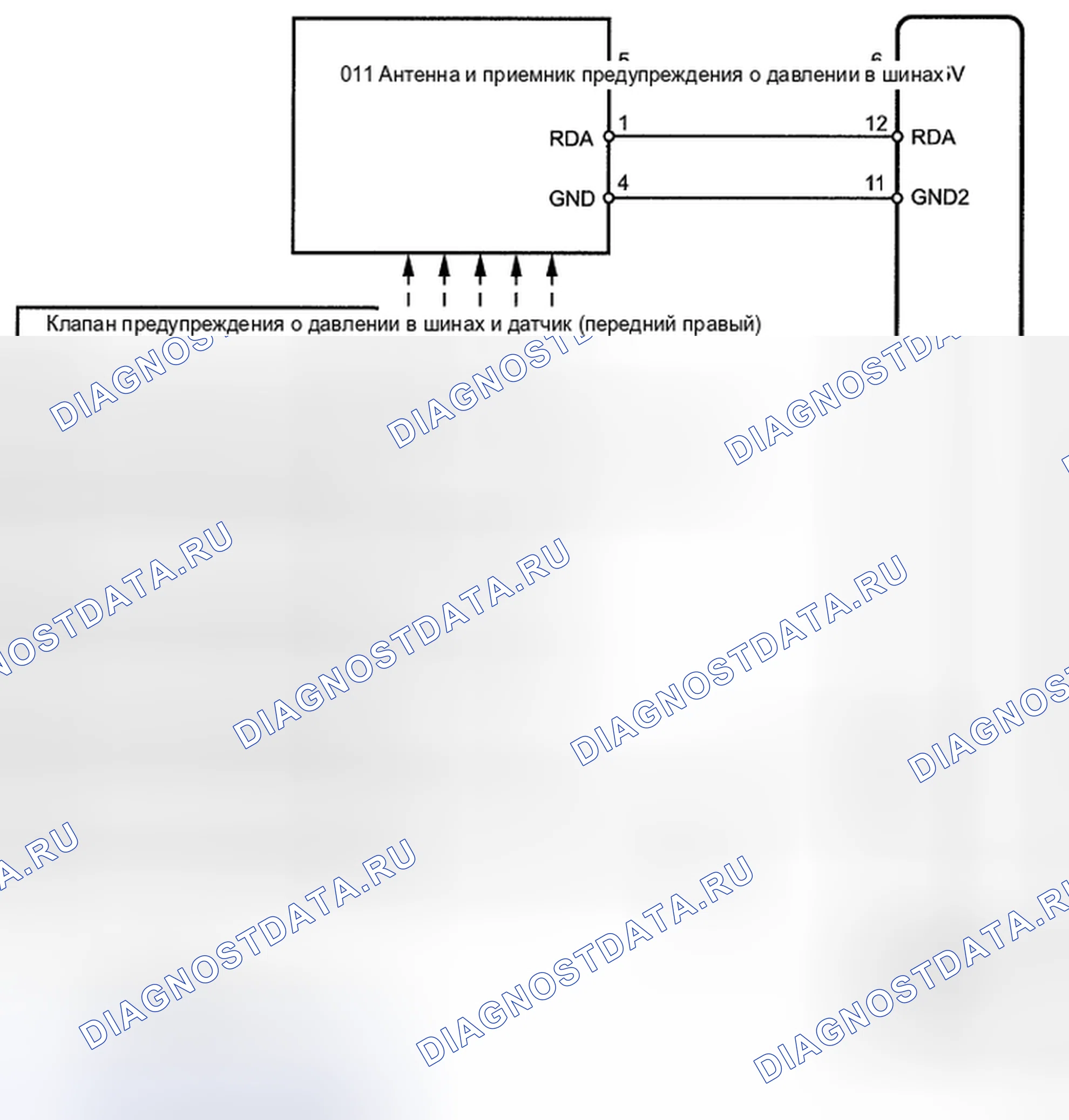 Рис. 61: Схема подключения датчика ID4 Not Received (тестовый режим расшифровка кода ошибки). Toyota Highlander II