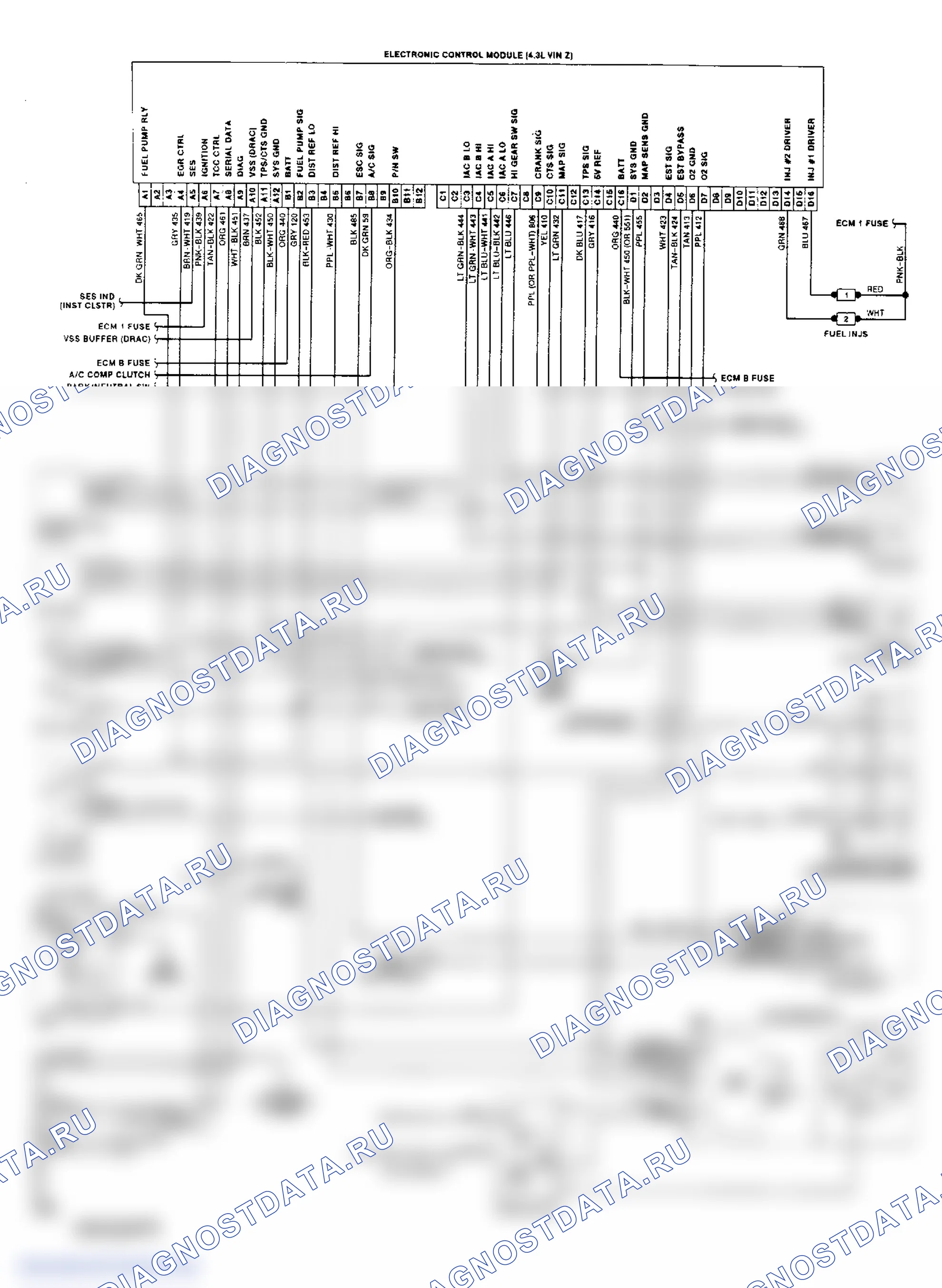 Wiring Diagram ("S" & "T" Series 4.3L TBI). GMC Pickup C2500 