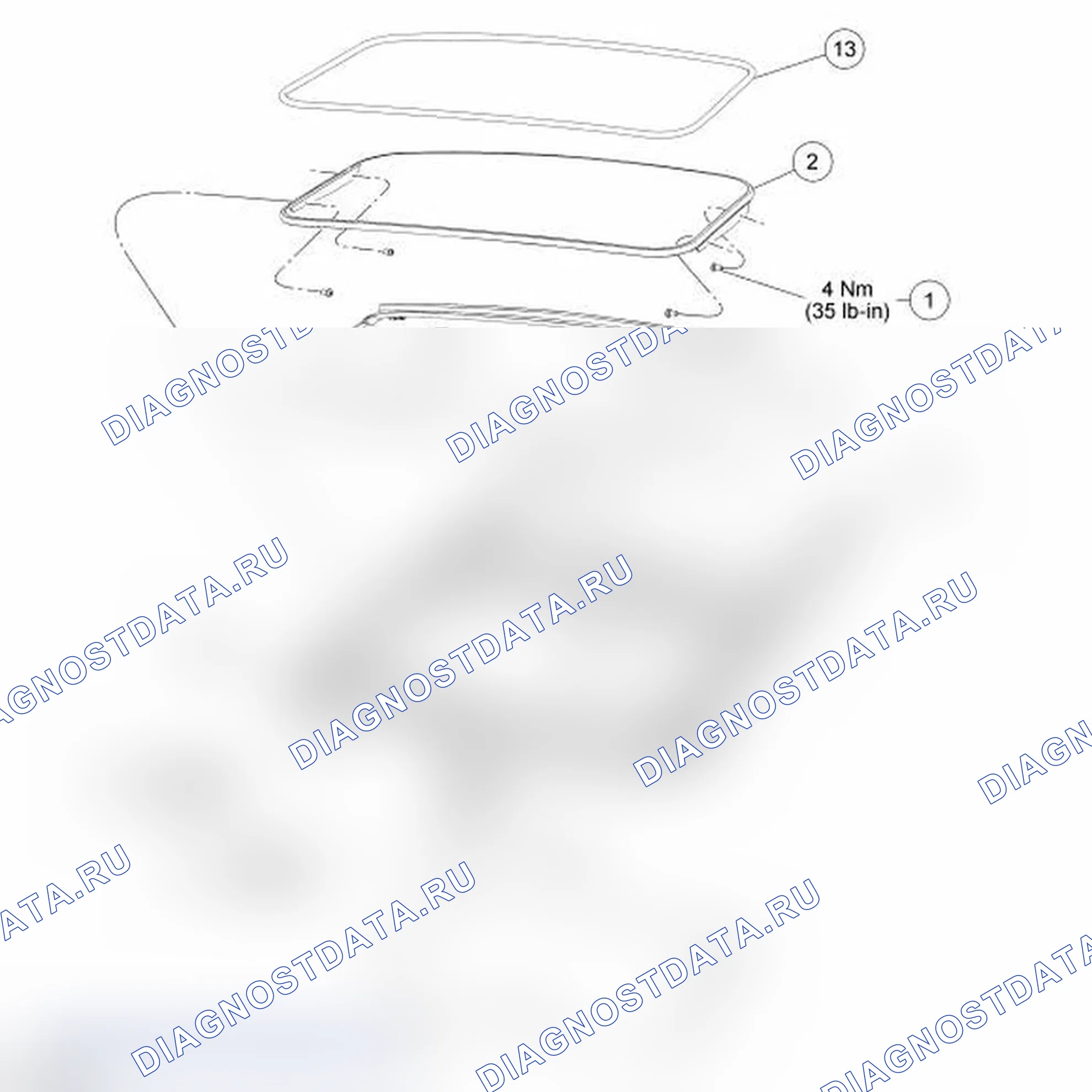 Рис. 7: Открывающаяся панель крыши - покомпонентный вид. Ford Taurus V