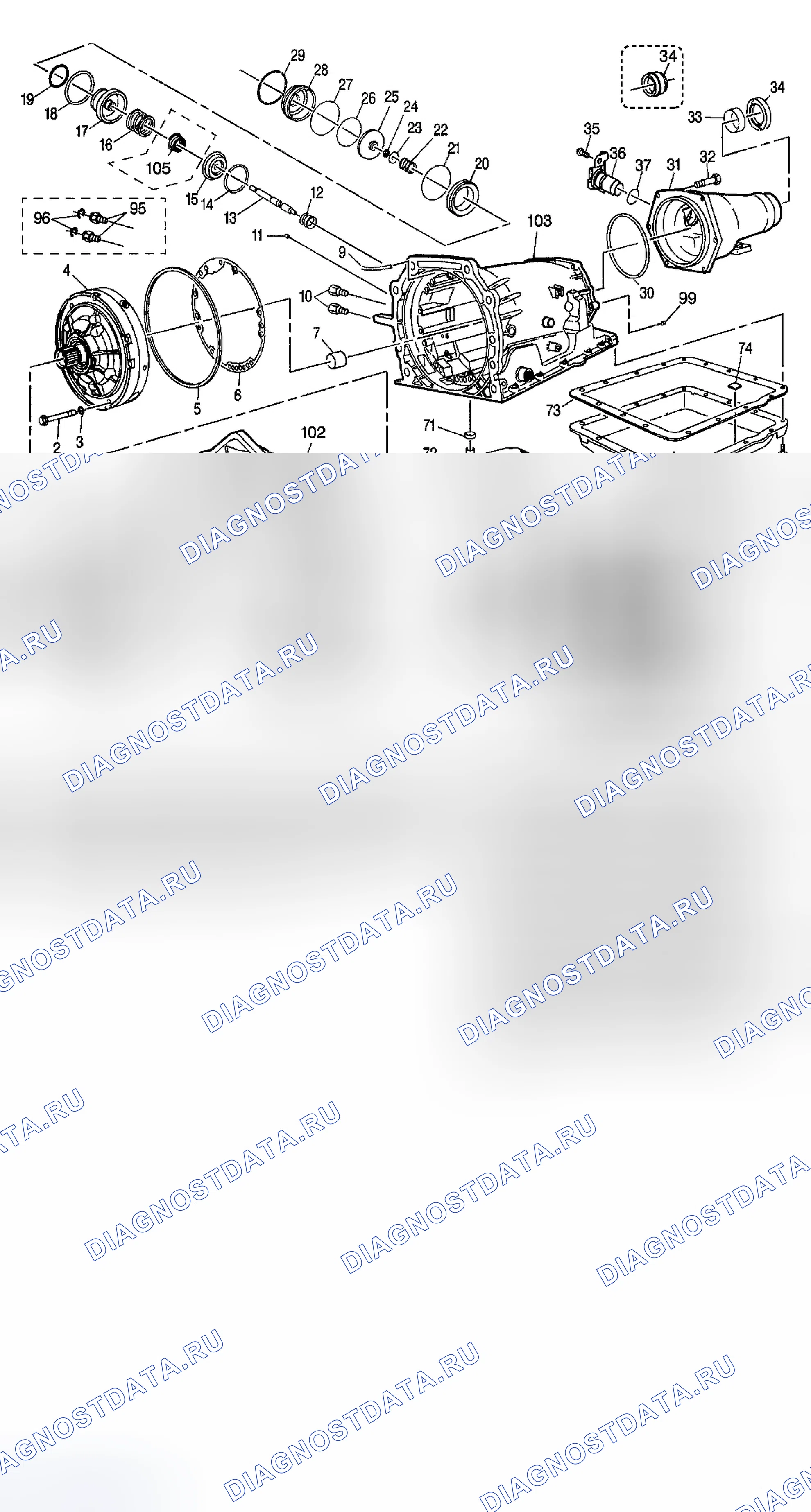 Рис. 214: Виды в разобранном виде. Chevrolet TrailBlazer I