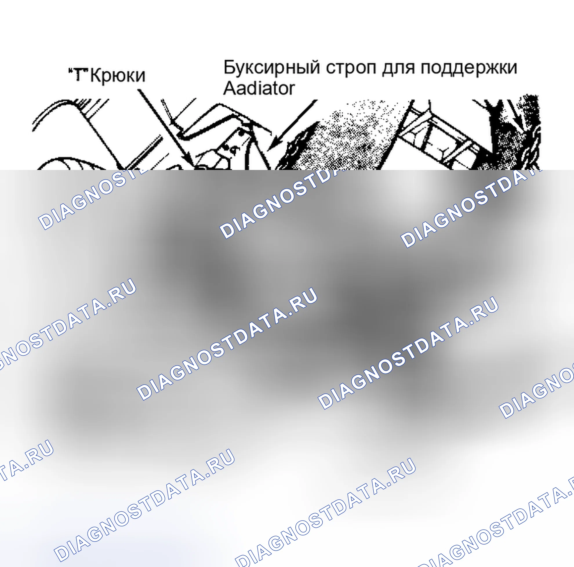 Рис. 4: Передний буксировочный крюк (типовой). ЗАПРЕЩАЕТСЯ крепить страховочные цепи к бамперу или приводным валам.. Buick Skylark V