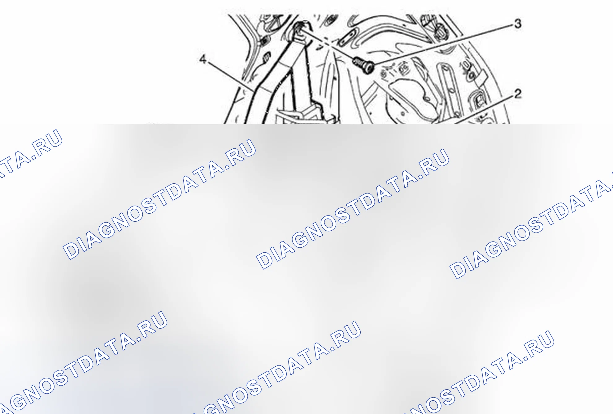 Рис. 8: Замена втягивающего устройства заднего ремня безопасности. Buick Encore I