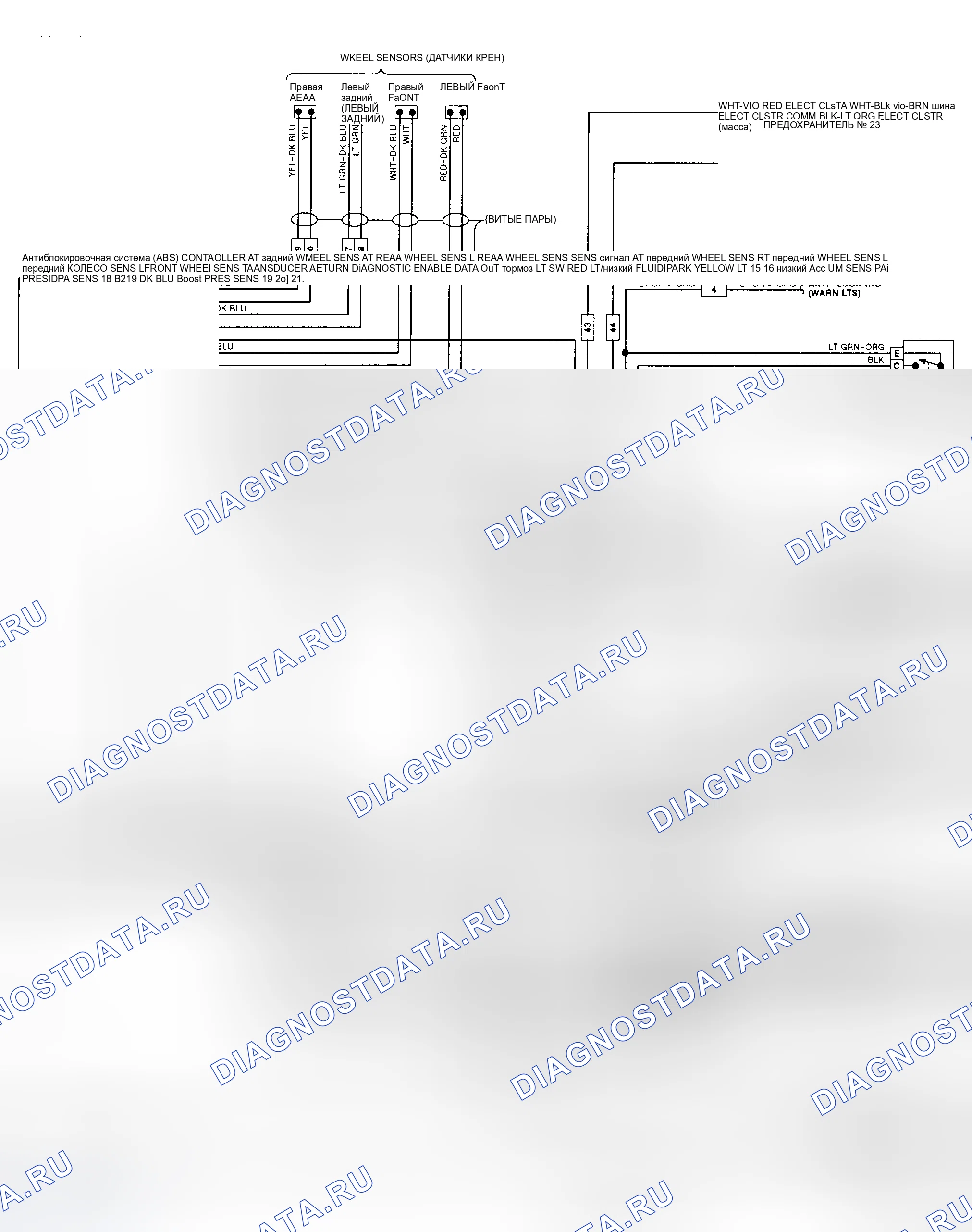Рис. 1: электросхема Bendix-10 ABS (караван, город и страна и Voyager). Dodge Caravan II