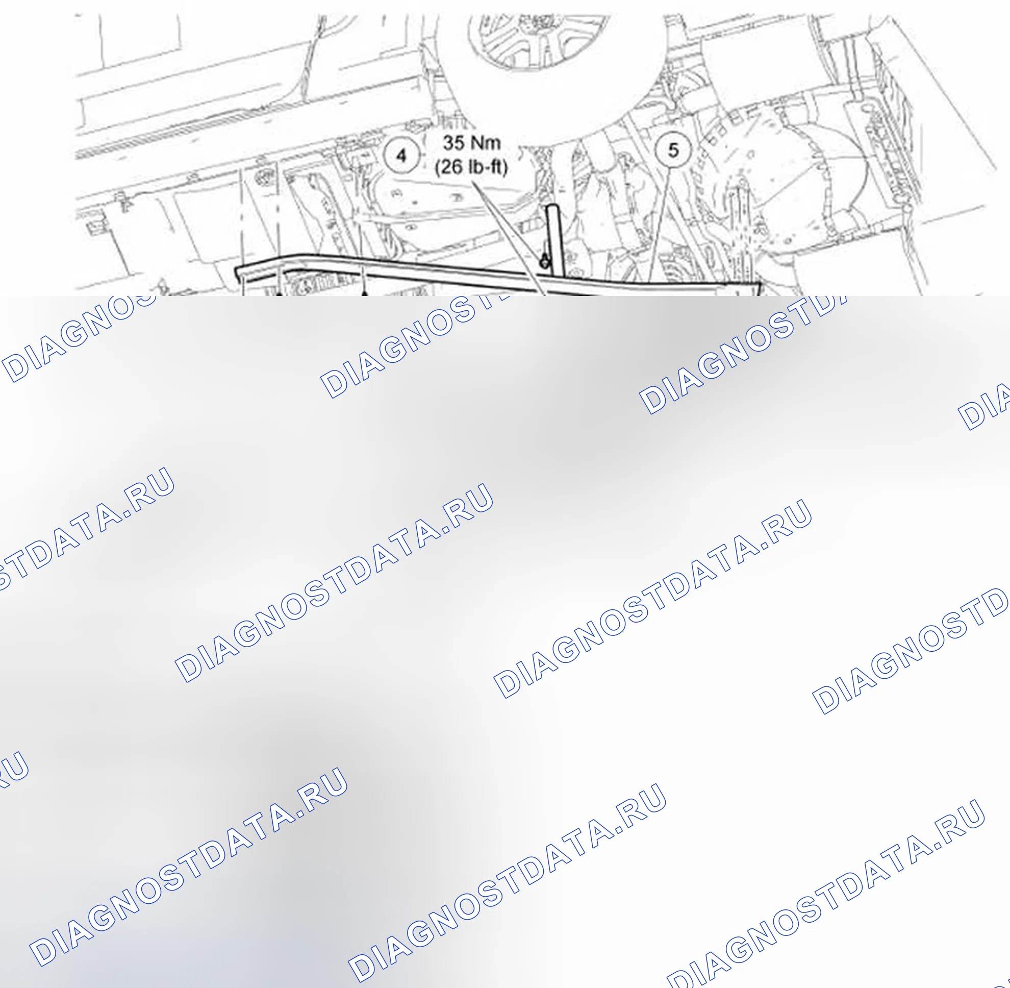Рис. 8: Идентификация компонентов задней опорной скобы. Ford Mustang V