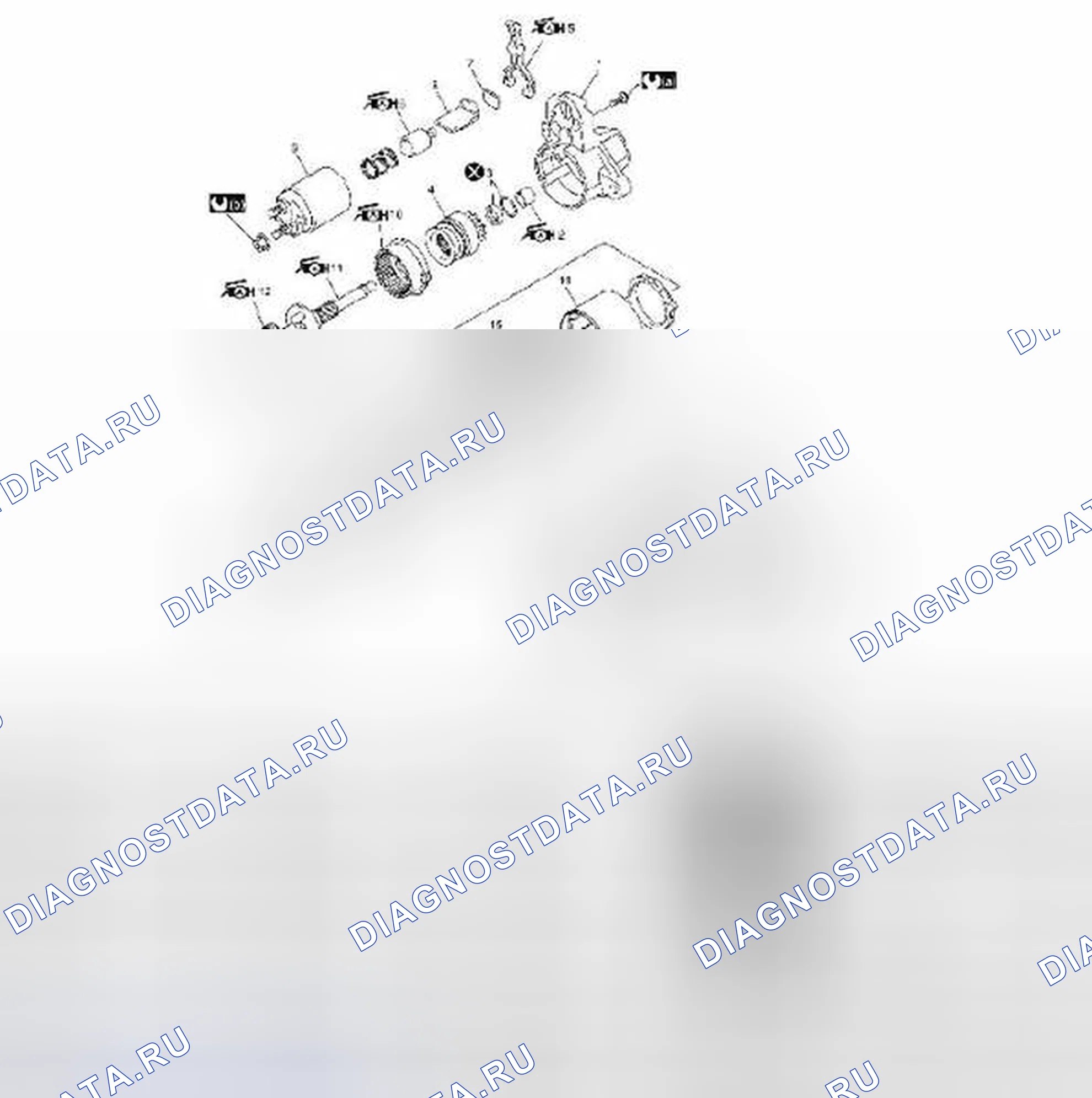 Рис. 6: КОМПОНЕНТЫ ПУСКОВОГО ДВИГАТЕЛЯ. Suzuki Grand Vitara II