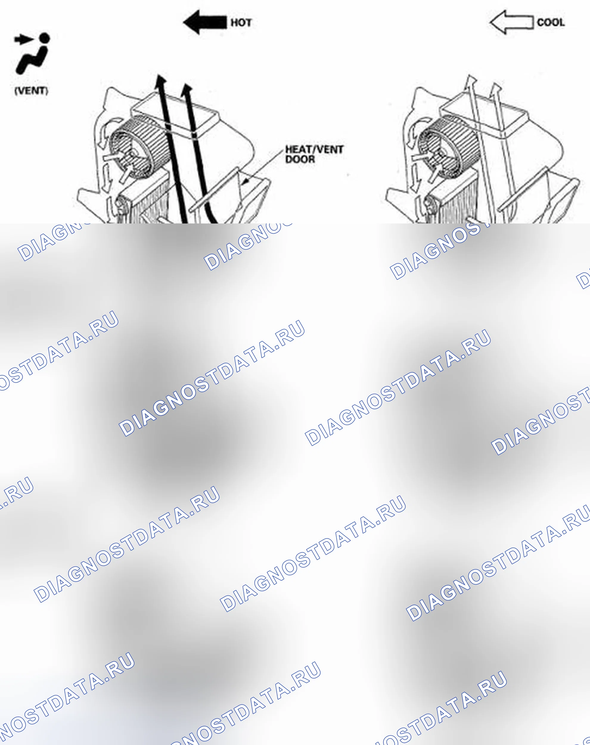 Рис. 137: Положение дверей заднего обогревателя-A / C. Honda Odyssey IV
