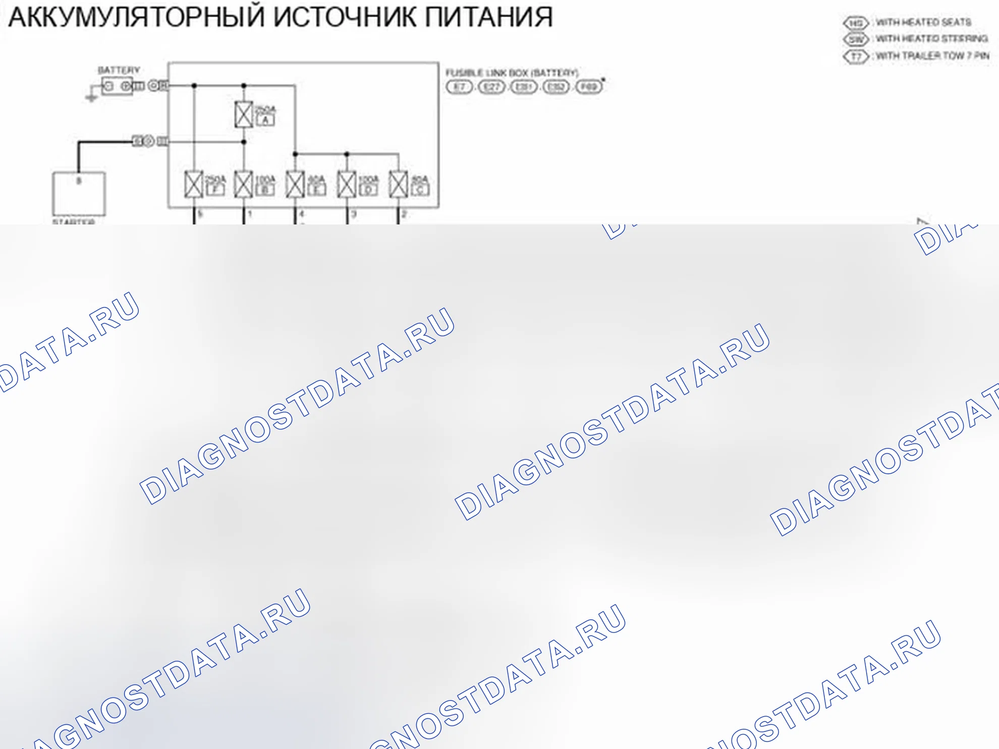 Рис. 174: электросхема - ПИТАНИЕ ОТ АККУМУЛЯТОРНОЙ БАТАРЕИ. Infiniti QX60 I