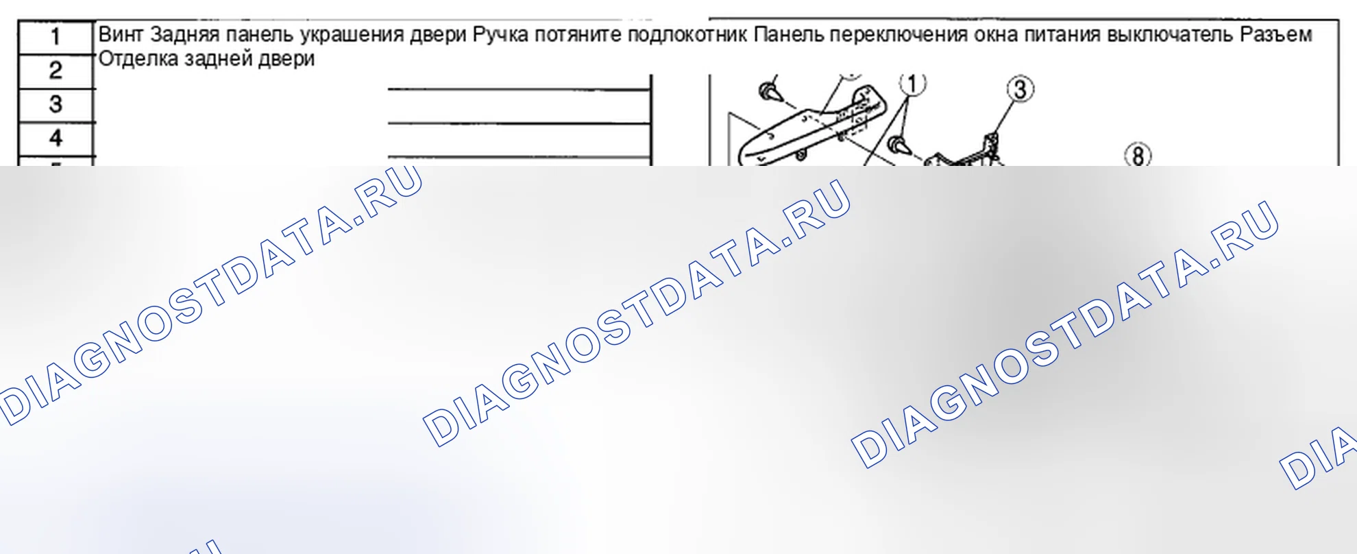 Рис. 58: РАЗБОРКА / СБОРКА ОТДЕЛКИ ЗАДНЕЙ ДВЕРИ. Mazda CX-9 I рестайлинг