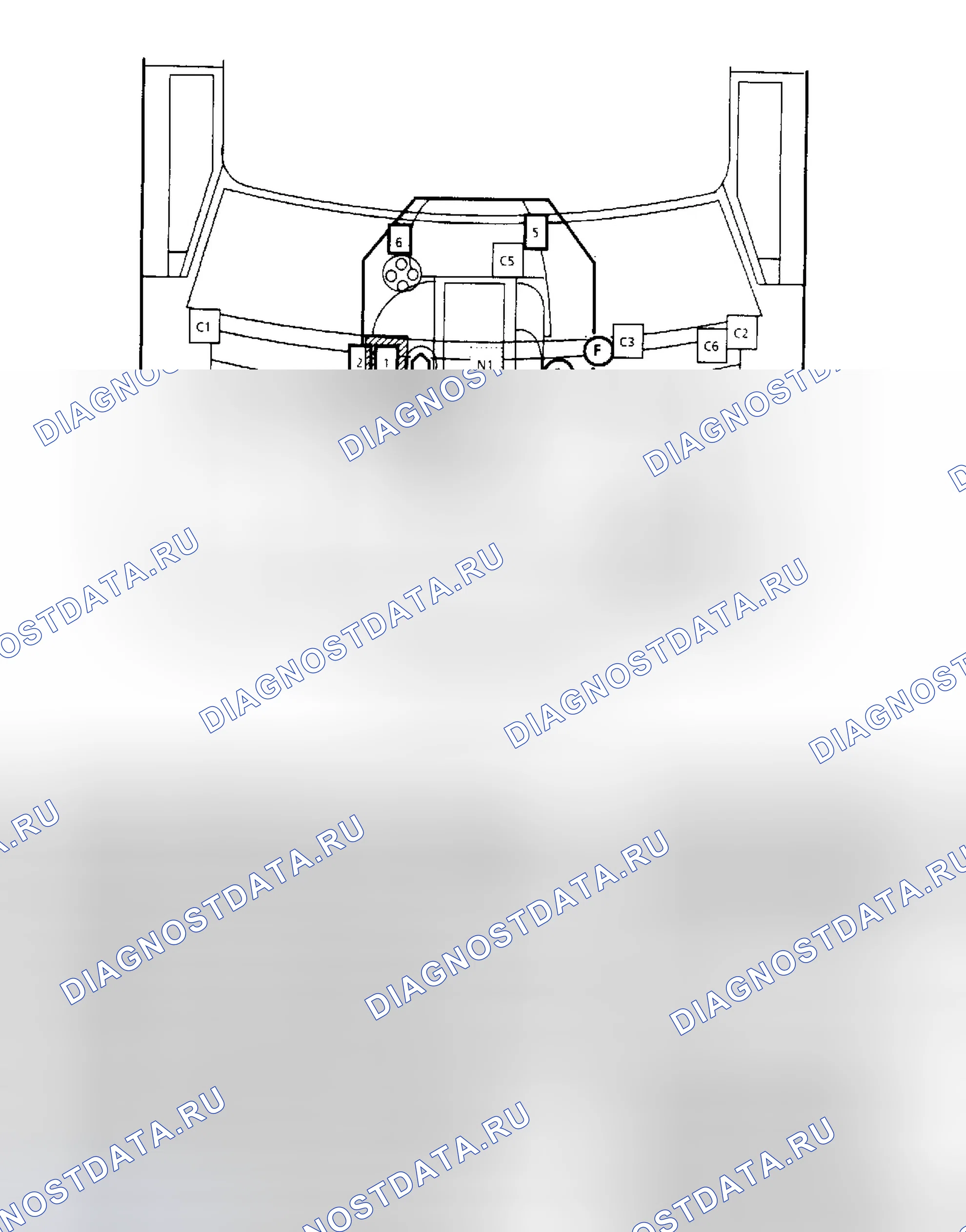 Рис. 51: Расположение компонентов для Astro и Safari 2.5L. GMC Cab & Chassis R3500 