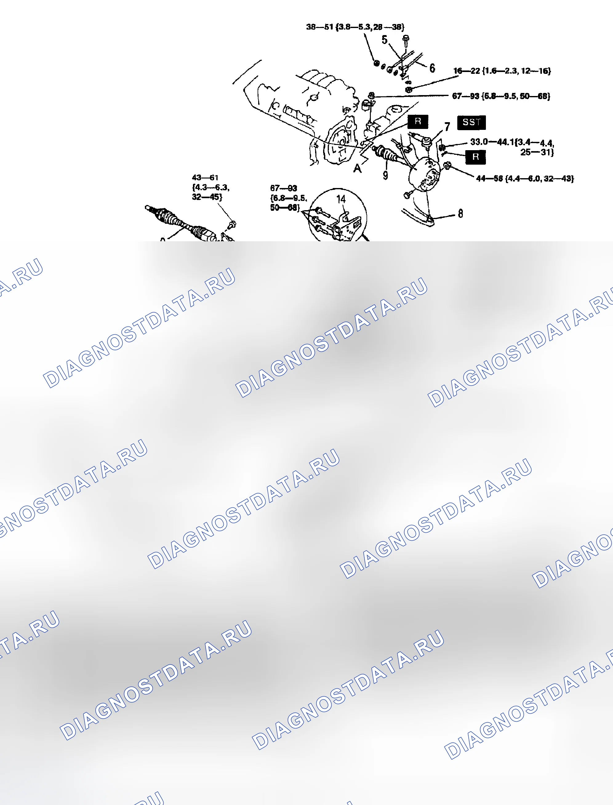 Рис. 27: СНЯТИЕ / УСТАНОВКА трансмиссия (MTX) ВРУЧНУЮ [F25M-R]. Mazda Protege BJ
