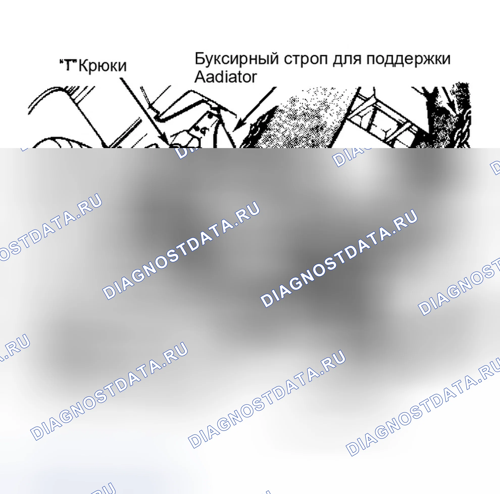 Рис. 5: Передний буксировочный крюк (типовой). ЗАПРЕЩАЕТСЯ крепить страховочные цепи к бамперу или приводным валам.. Dodge Diplomat I