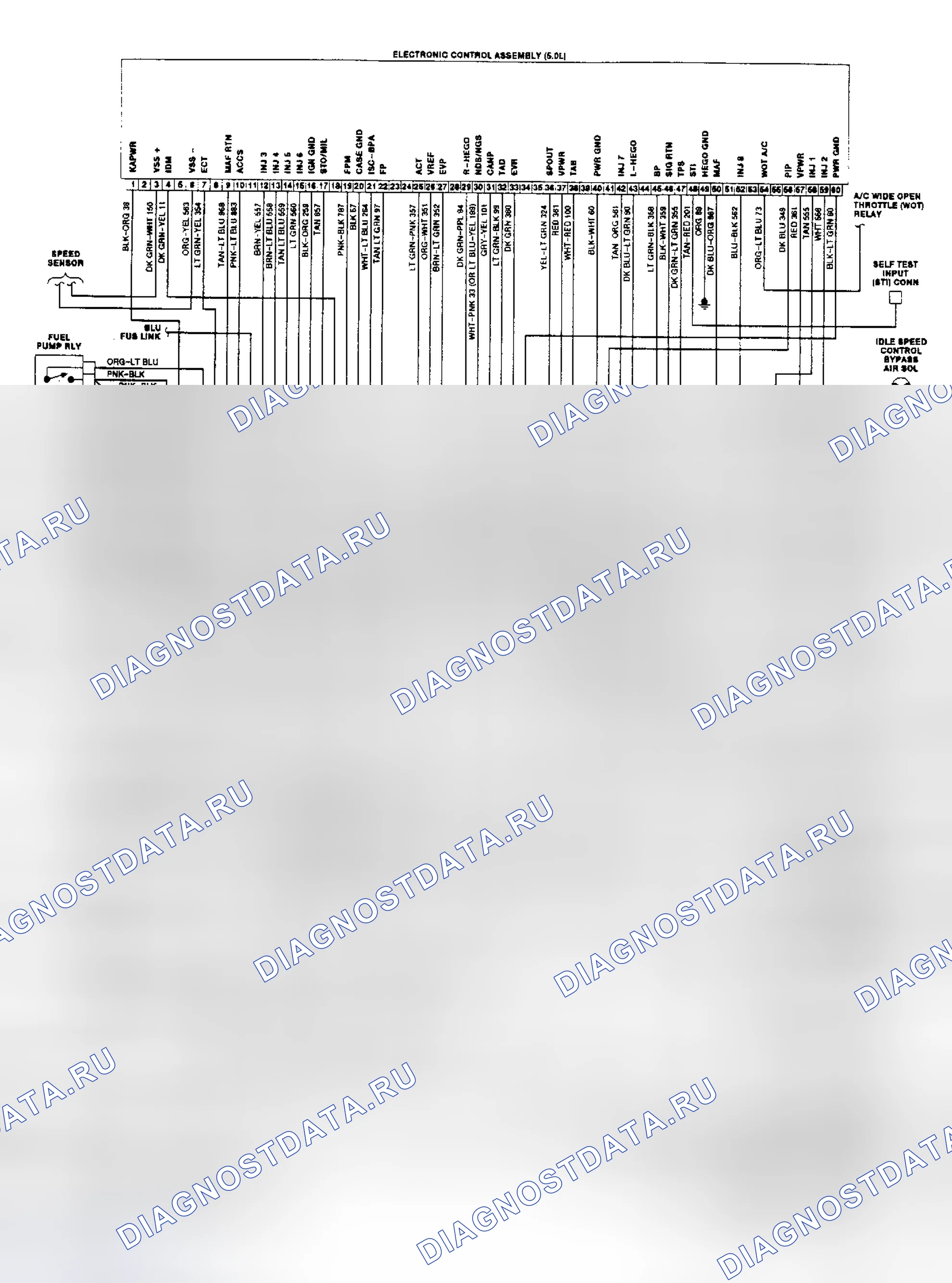 Рис. 117: электросхема SEFI EEC-IV (Mustang). Mazda Familia BF