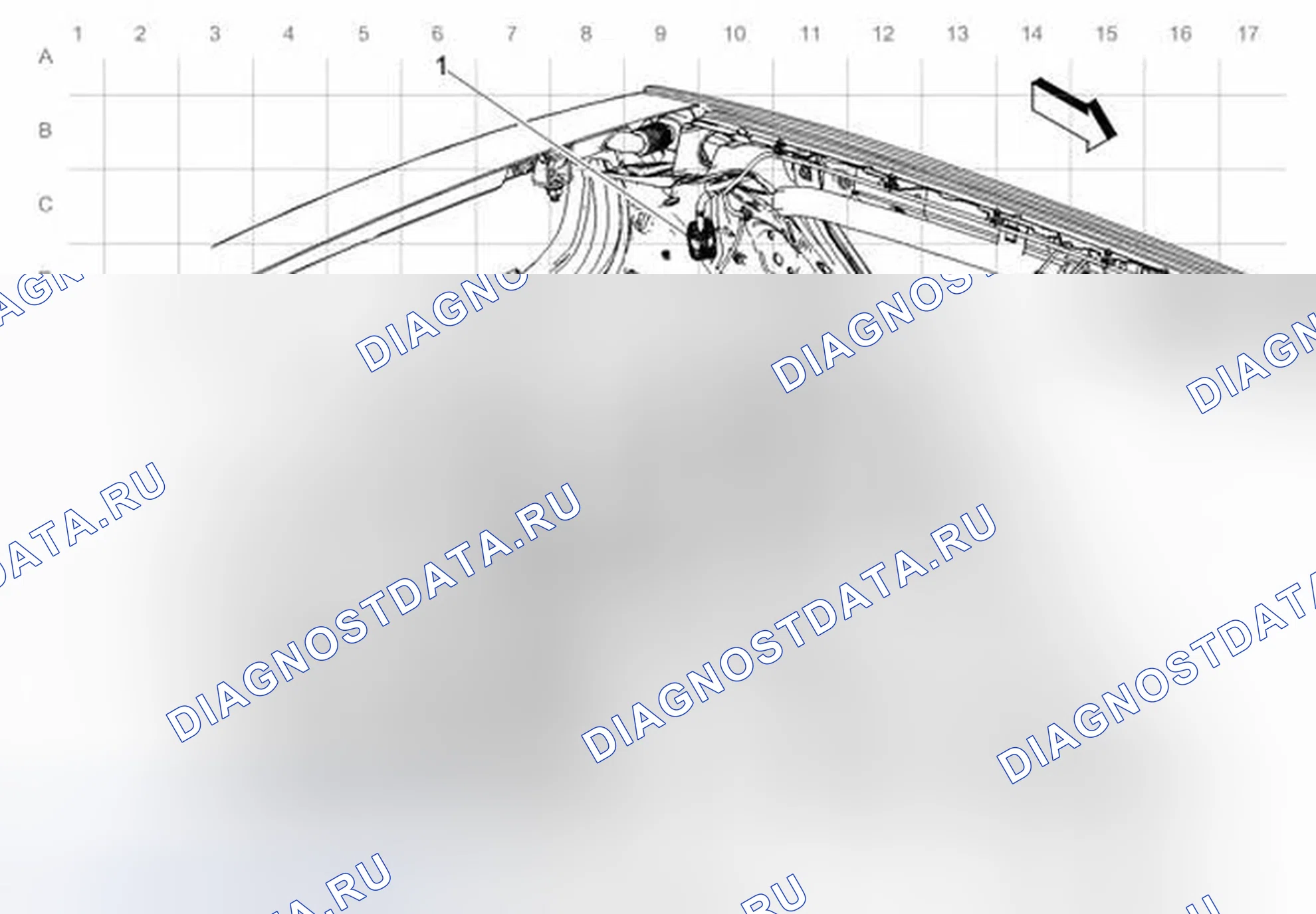 Рис. 40: Маршрутизация жгутов (хэтчбек) левого багажного отделения. Chevrolet Sonic I