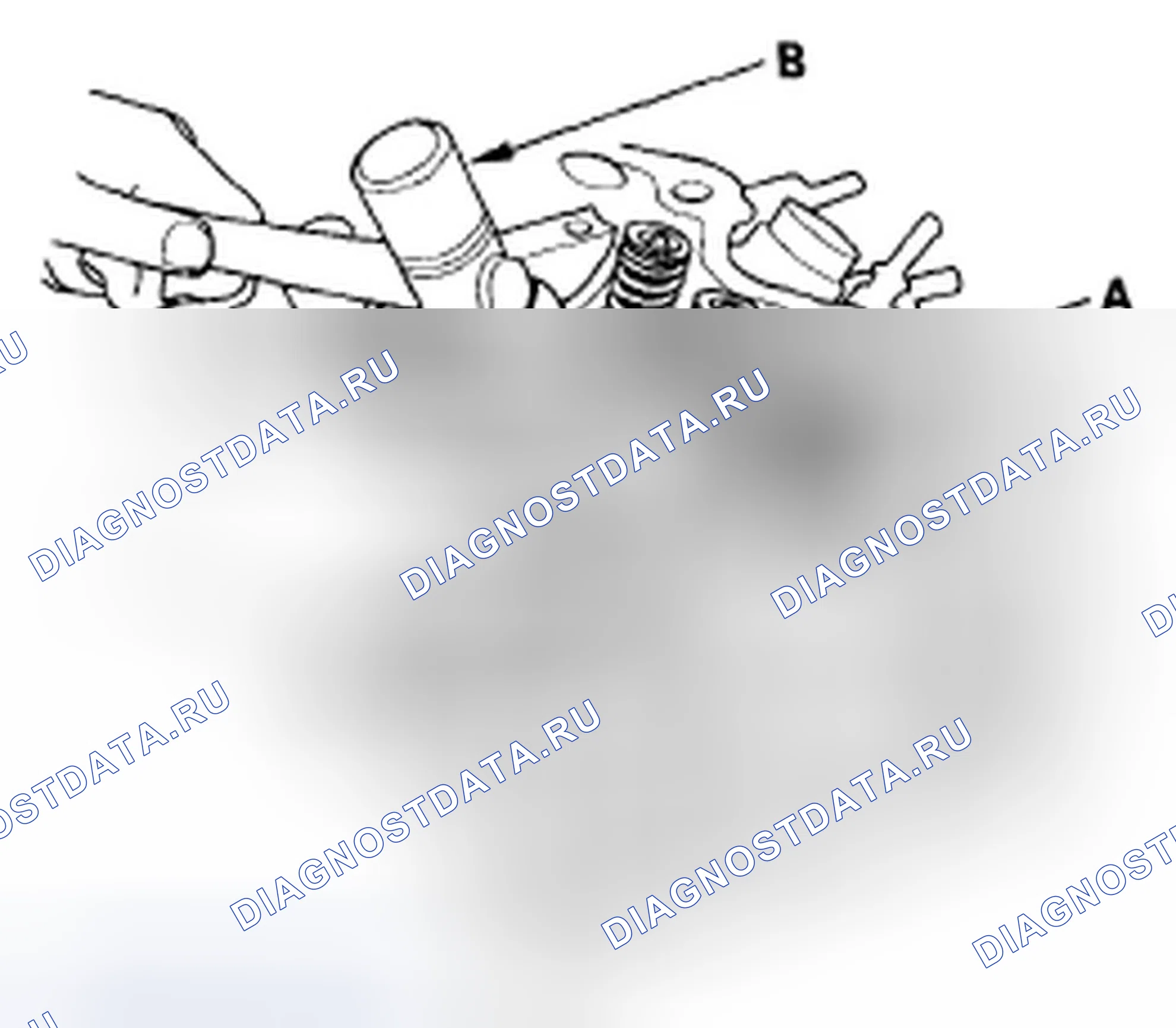 Рис. 132: Демонтаж клапана, пружины и уплотнения клапана. Honda Civic VIII