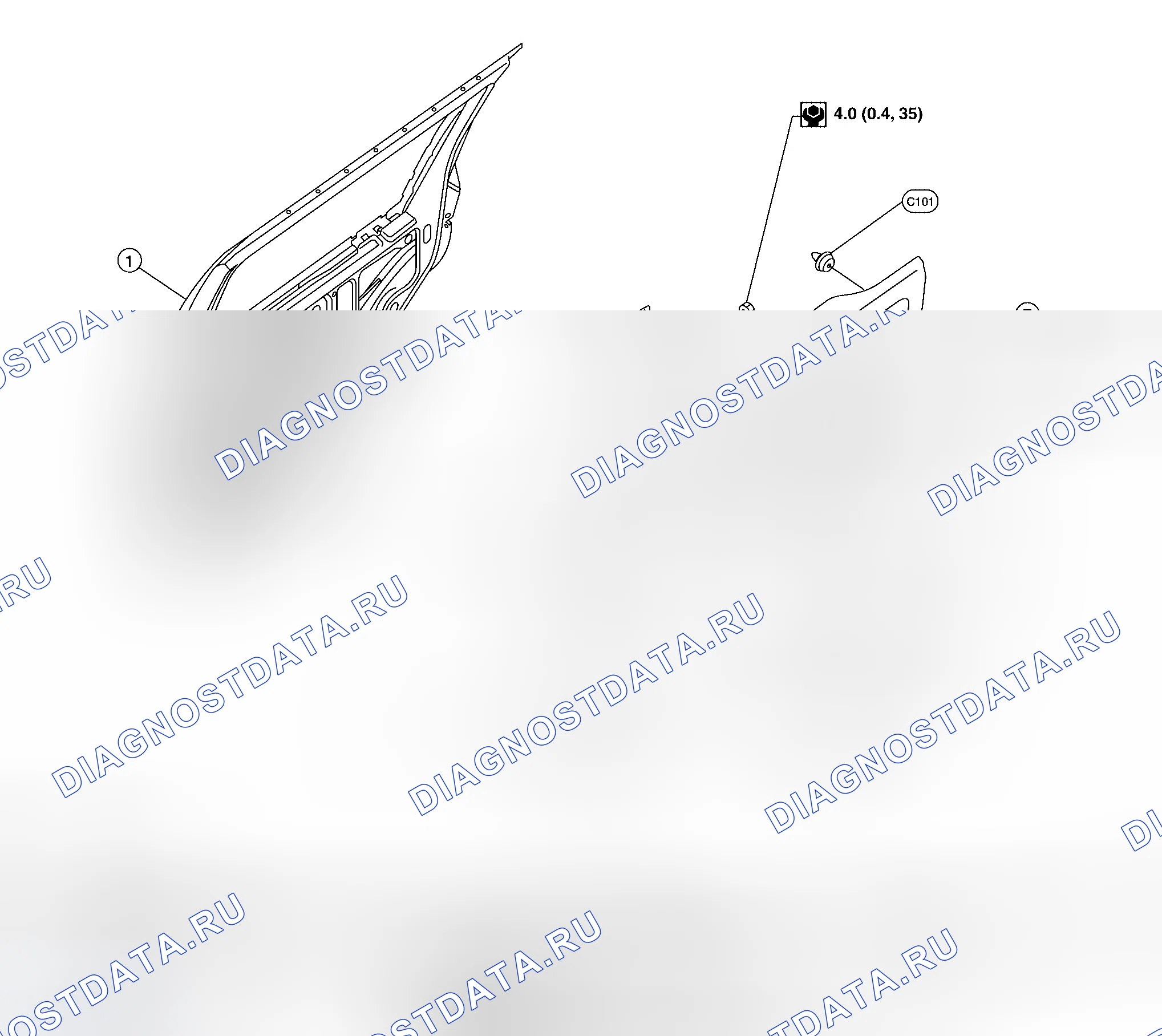 Рис. 12: ЗАДНЯЯ ДВЕРЬ. Honda Jazz I