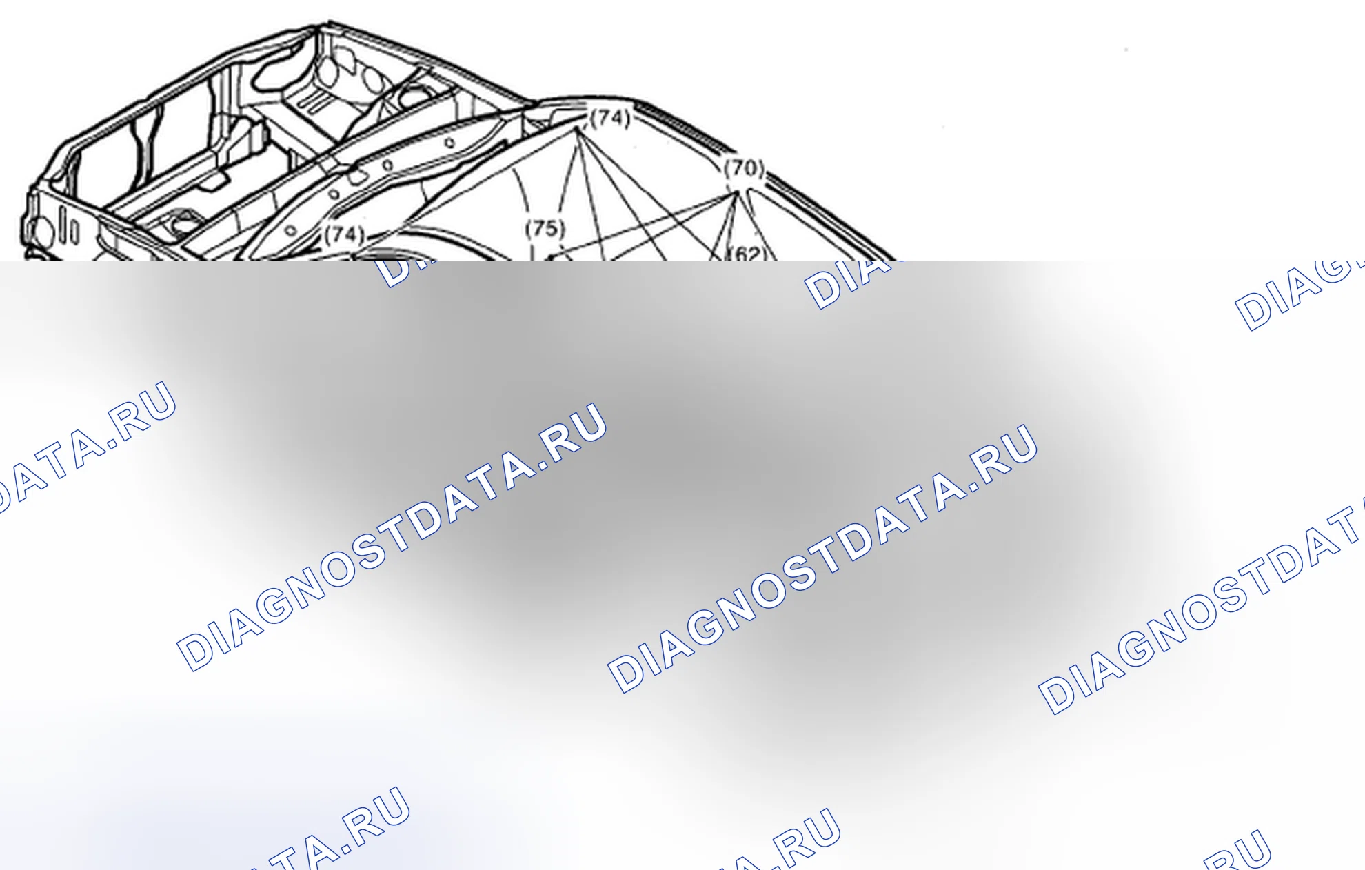 Рис. 51: Определение базовых размеров модели вагона/модели седана (задняя конструкция). Subaru Impreza GD/GC/GG рестайлинг 2
