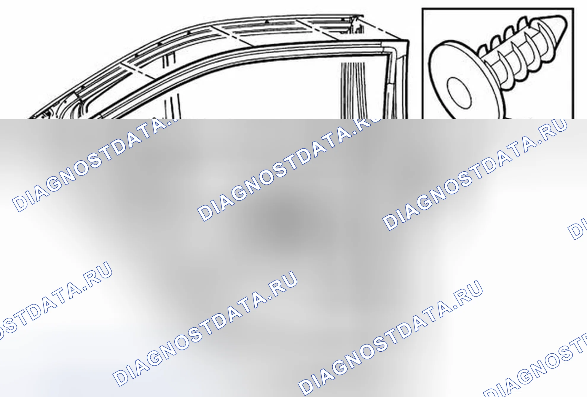 Рис. 54: Замена погодной полосы задней боковой двери - сторона двери. Cadillac ATS I