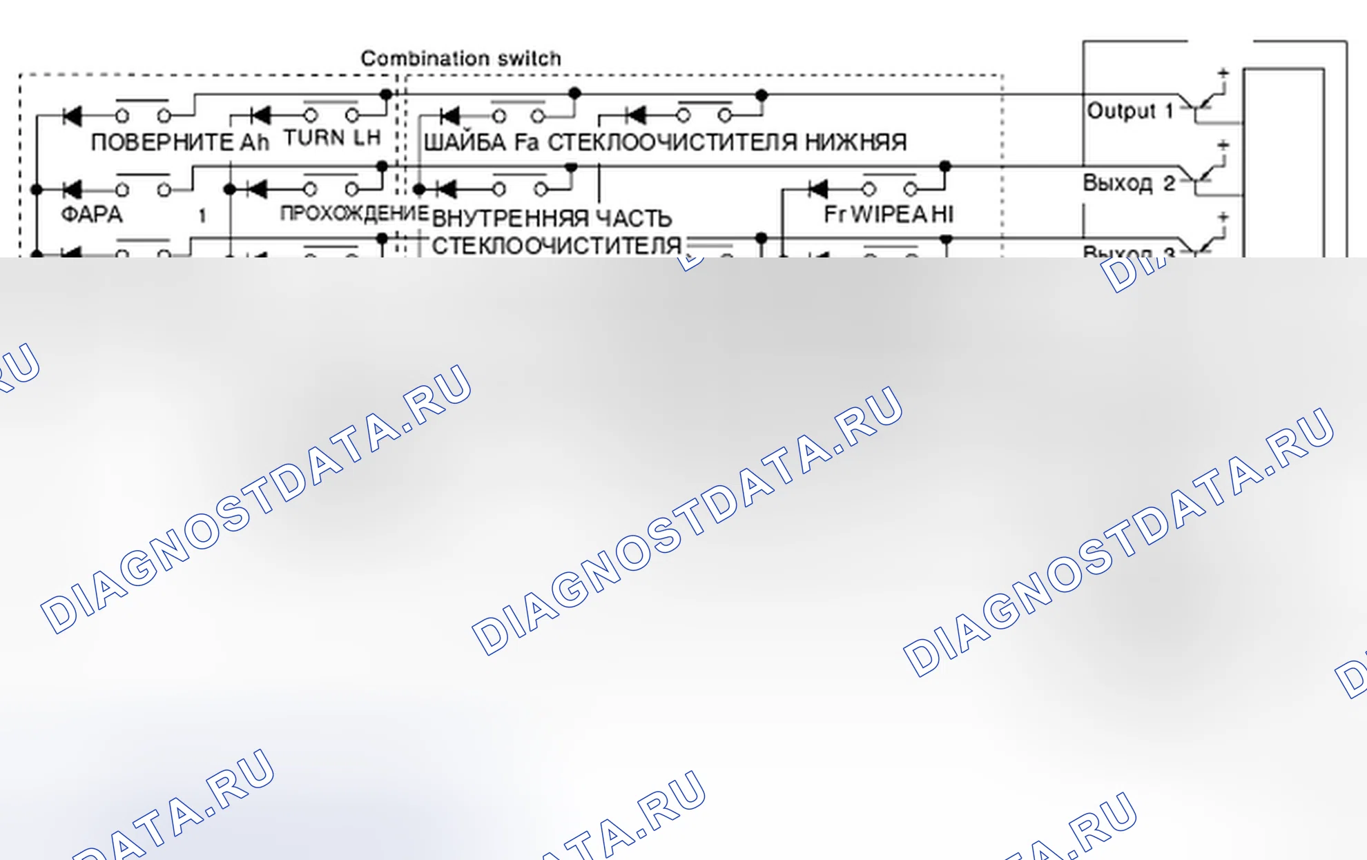 Рис. 31: ФУНКЦИЯ СЧИТЫВАНИЯ КОМБИНИРОВАННОГО ПЕРЕКЛЮЧАТЕЛЯ. Honda UR-V I