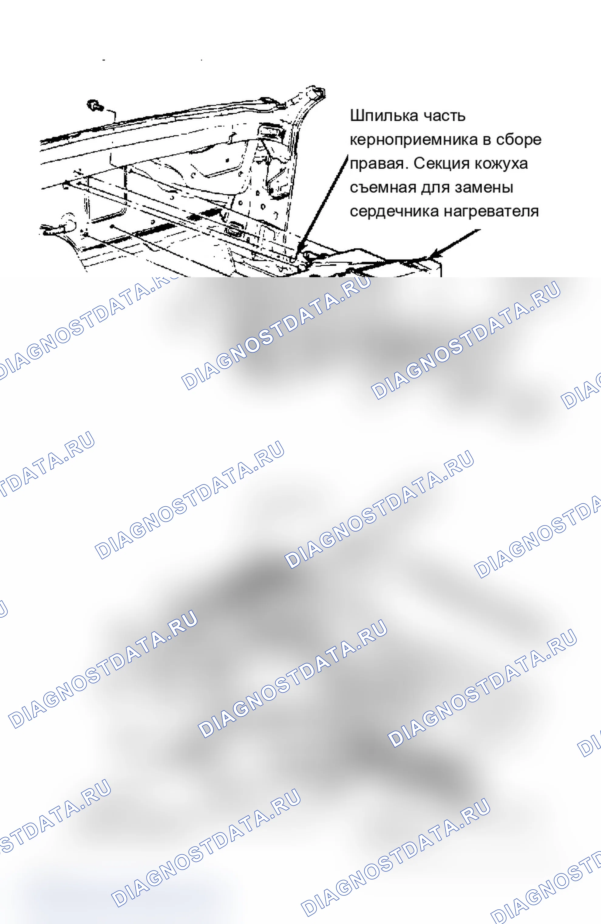 Рис. 6: Корпус нагревателя и сборка ядра Показаны модели Camaro и Firebird.. Chevrolet El Camino V