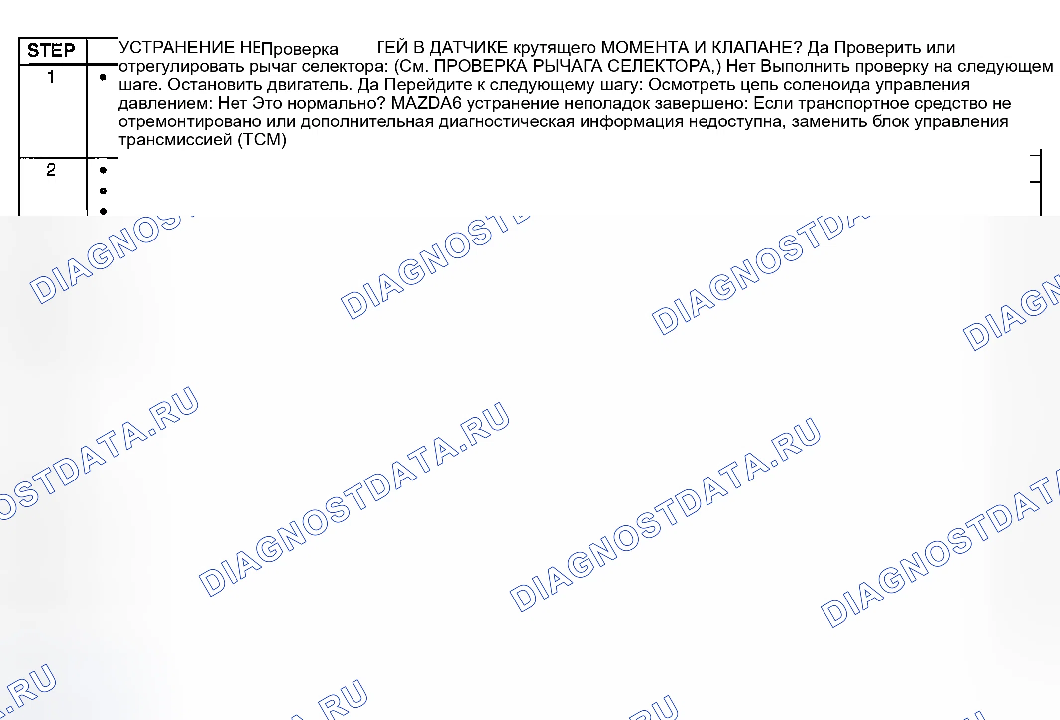 Рис. 116: ДИАГНОСТИЧЕСКАЯ ПРОЦЕДУРА. Mazda MPV II рестайлинг