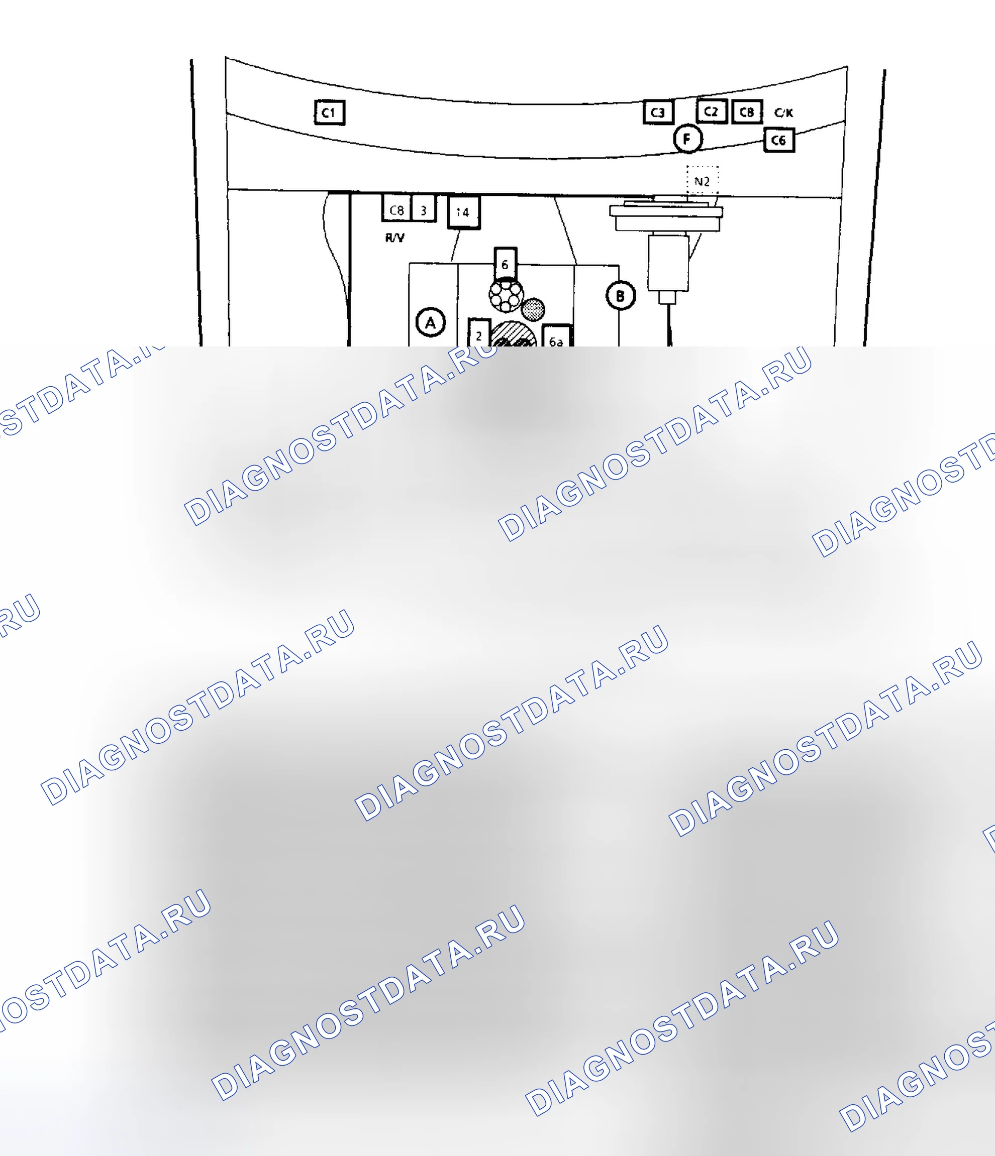 Рис. 59: Расположение компонентов для серий «C/K» и «R/V» 7.4L. GMC Cab & Chassis R3500 
