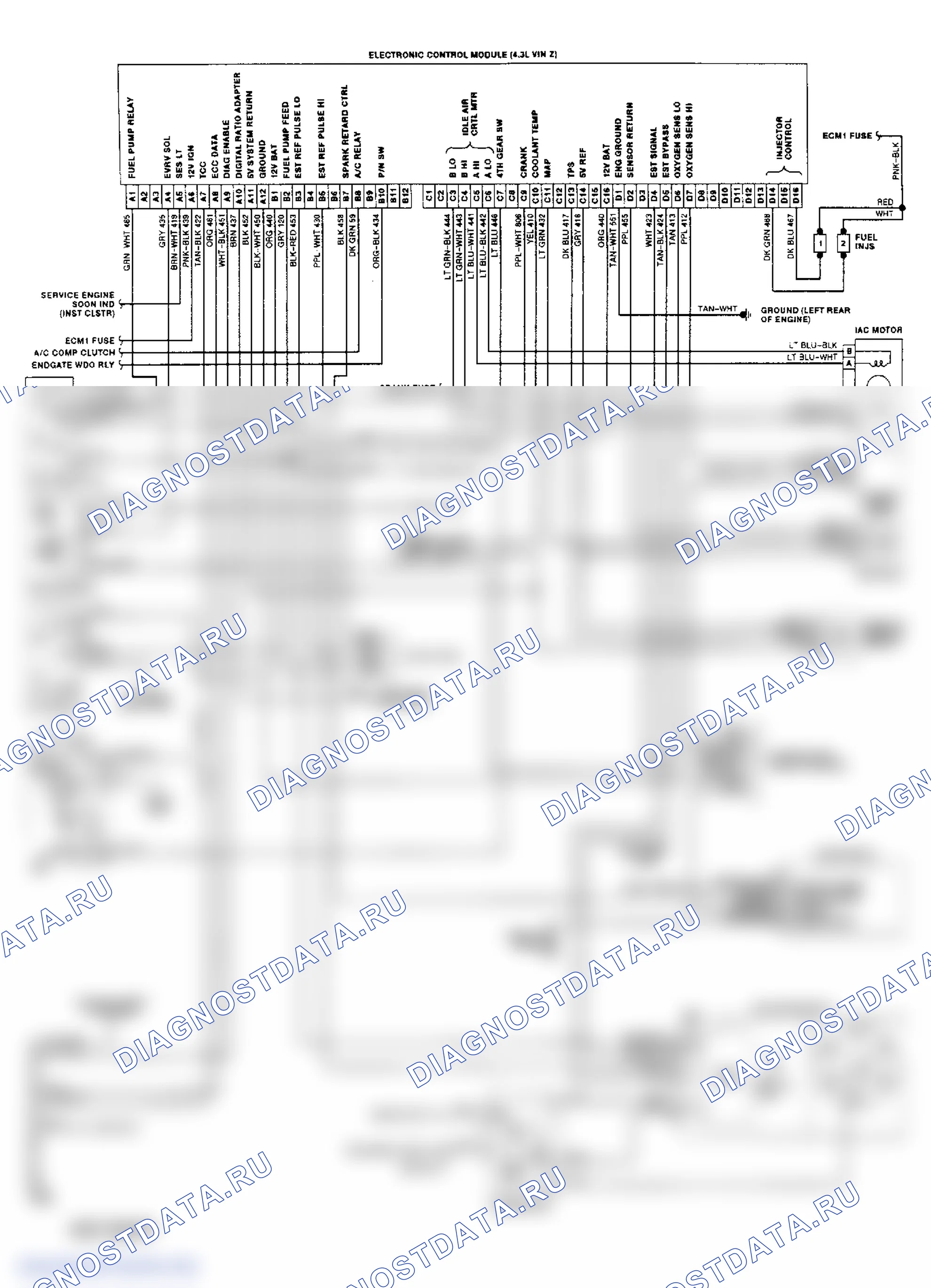 Wiring Diagram (Bravada 4.3L TBI). GMC Pickup C2500 