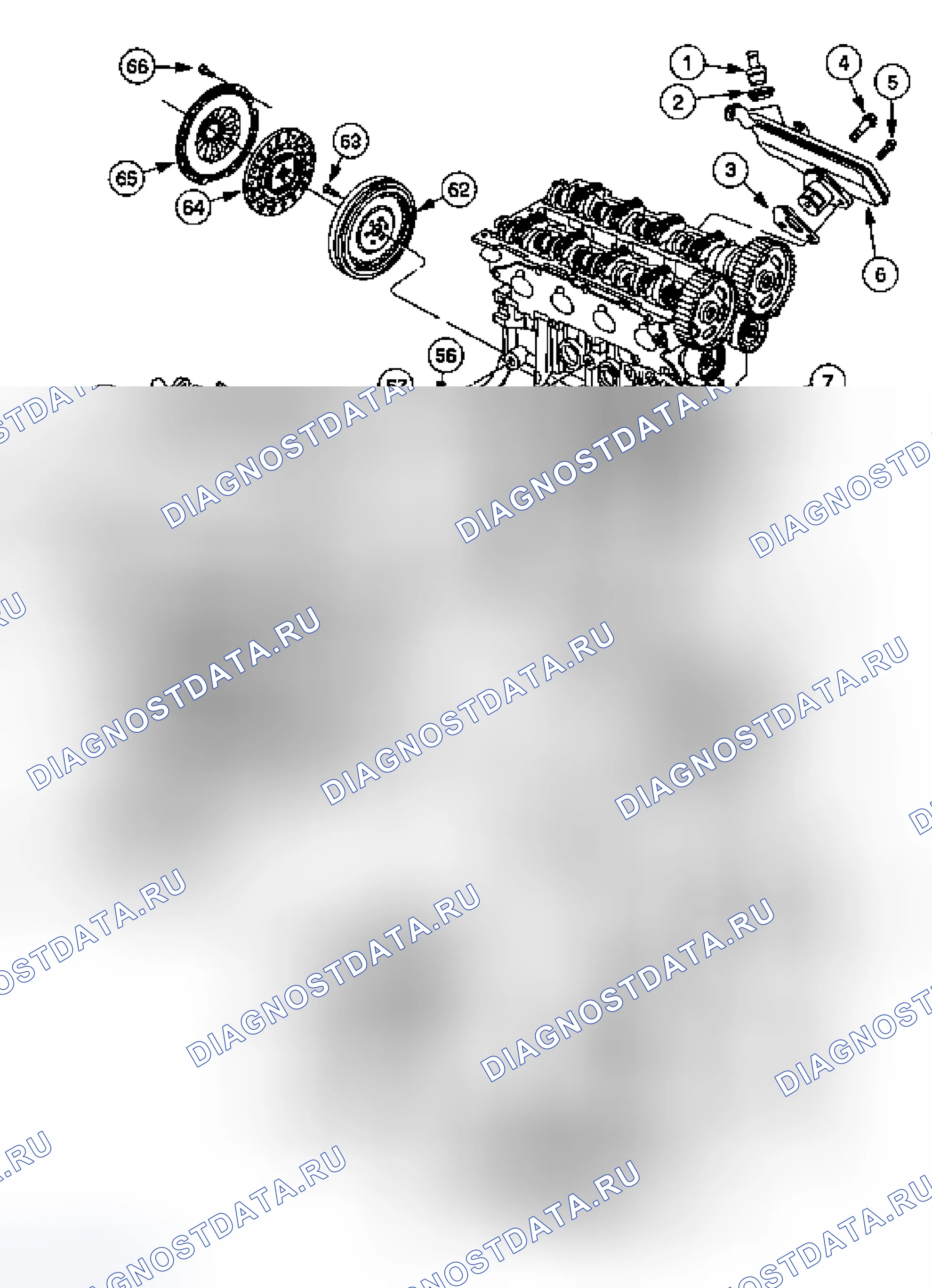 Рис. 520: Нижние компоненты двигателя. Ford Escape I