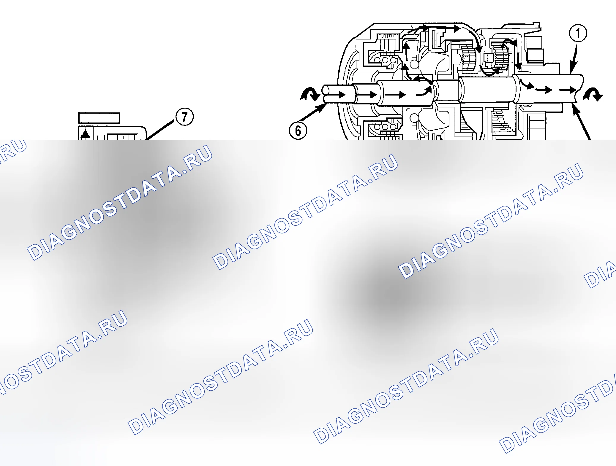 Рис. 521: ПОТОК МОЩНОСТИ ПЕРВОЙ ПЕРЕДАЧИ. Hyundai IONIQ 6 I