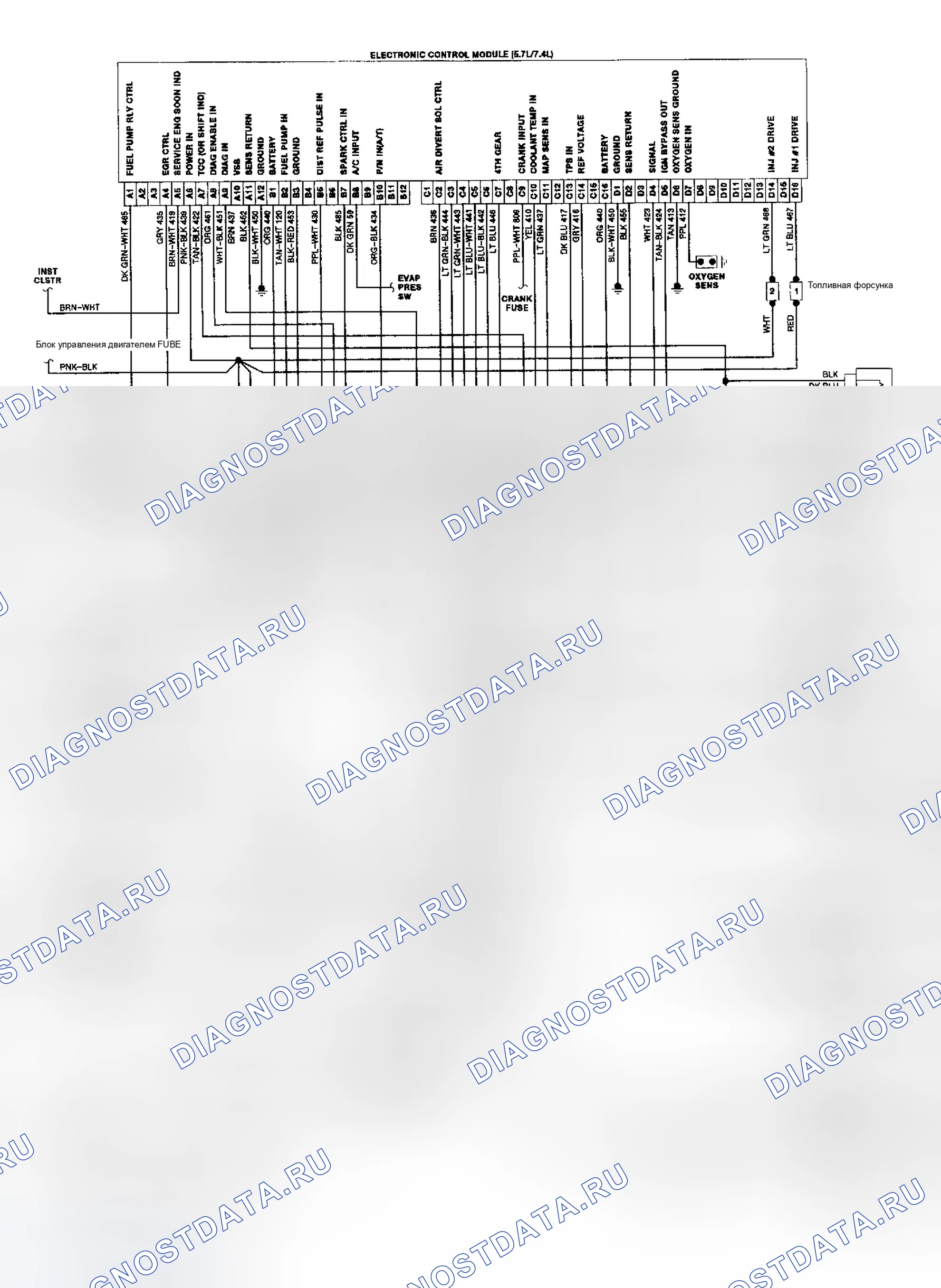 Рис. 9: электросхема центральный впрыск топлива/CCC серий «R» и «V». GMC Cab & Chassis K2500 