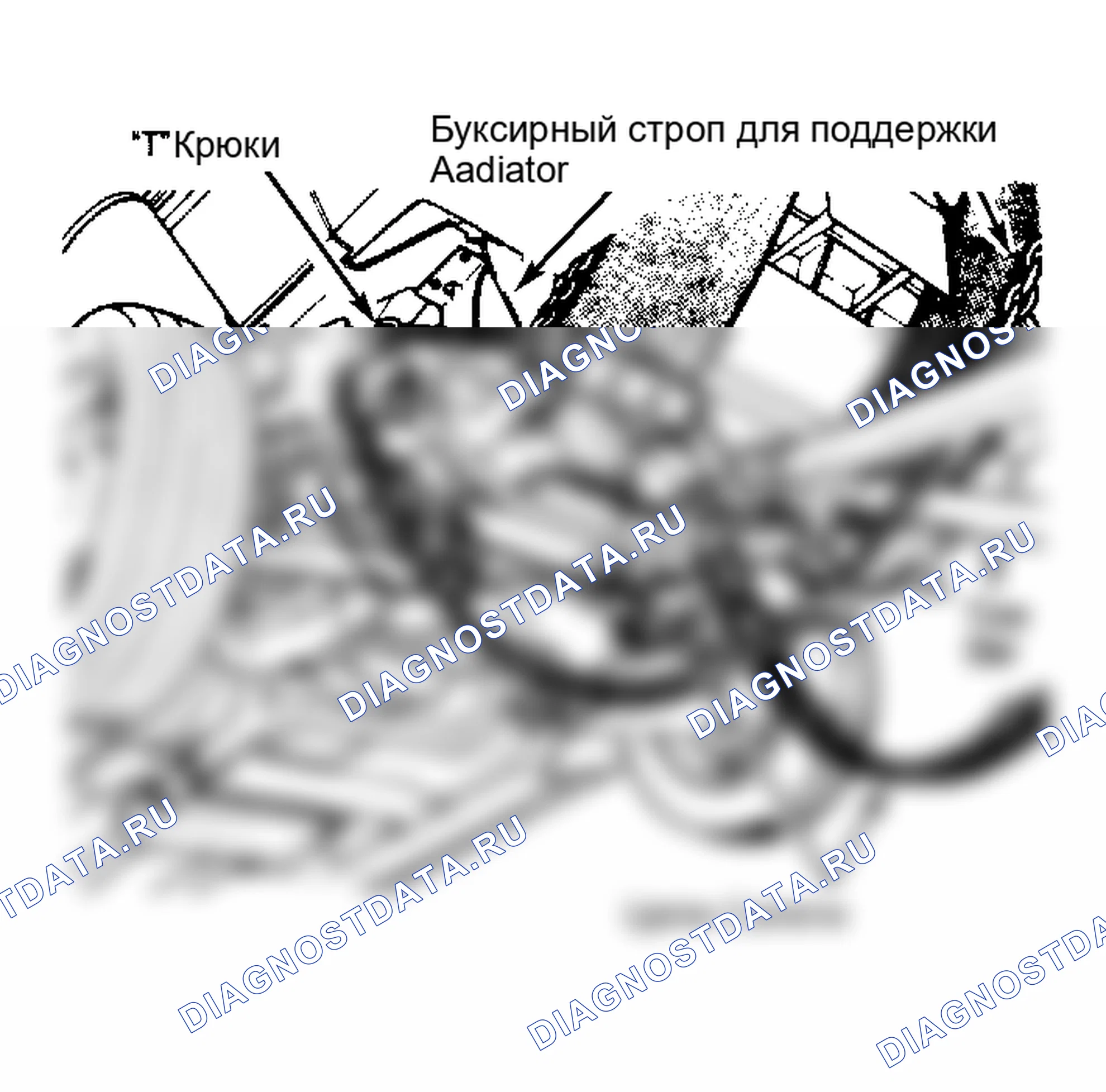 Рис. 7: Передний буксировочный крюк (типовой). ЗАПРЕЩАЕТСЯ крепить страховочные цепи к бамперу или приводным валам.. AMC Eagle I