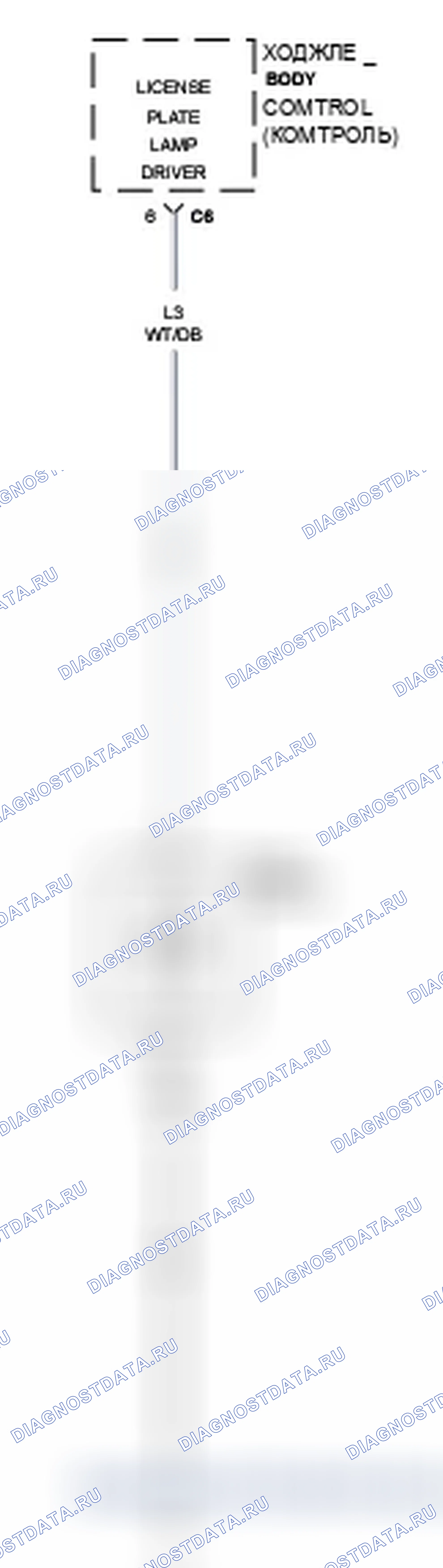 Рис. 53: B16E7-18-УПРАВЛЕНИЕ ЛАМПОЙ НОМЕРНОГО ЗНАКА - ПОД ТОКОМ. Dodge Dart PF