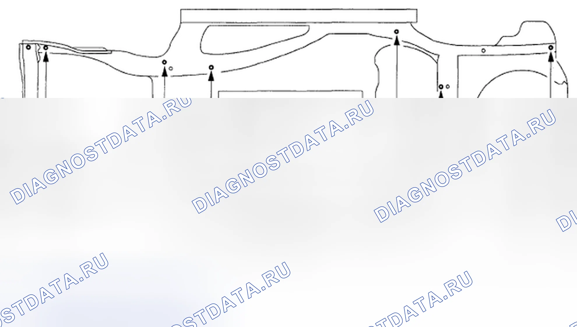 Рис. 98: ПРОВЕРКА СМЕЩЕНИЯ ДНИЩА КУЗОВА. Mazda Tribute II