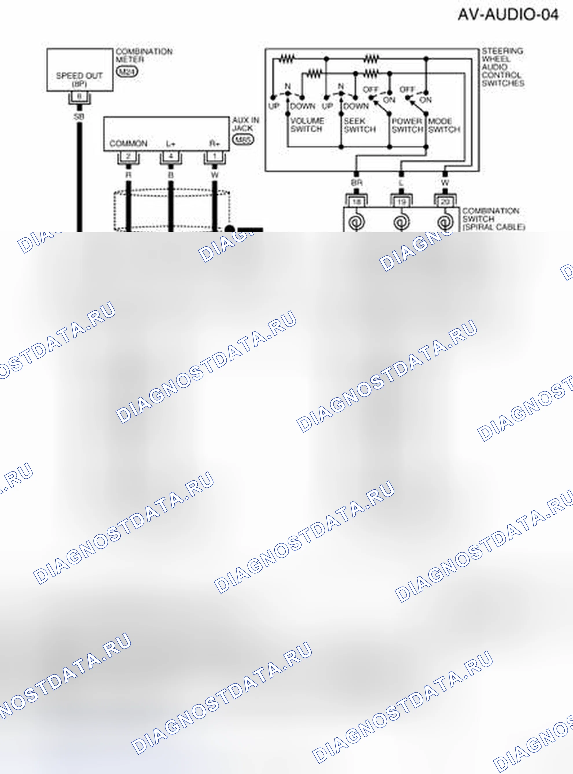 Рис. 16: Схема подключения - Av-AUDIO-04 (Premium система (KING CAB)). Nissan Frontier D40