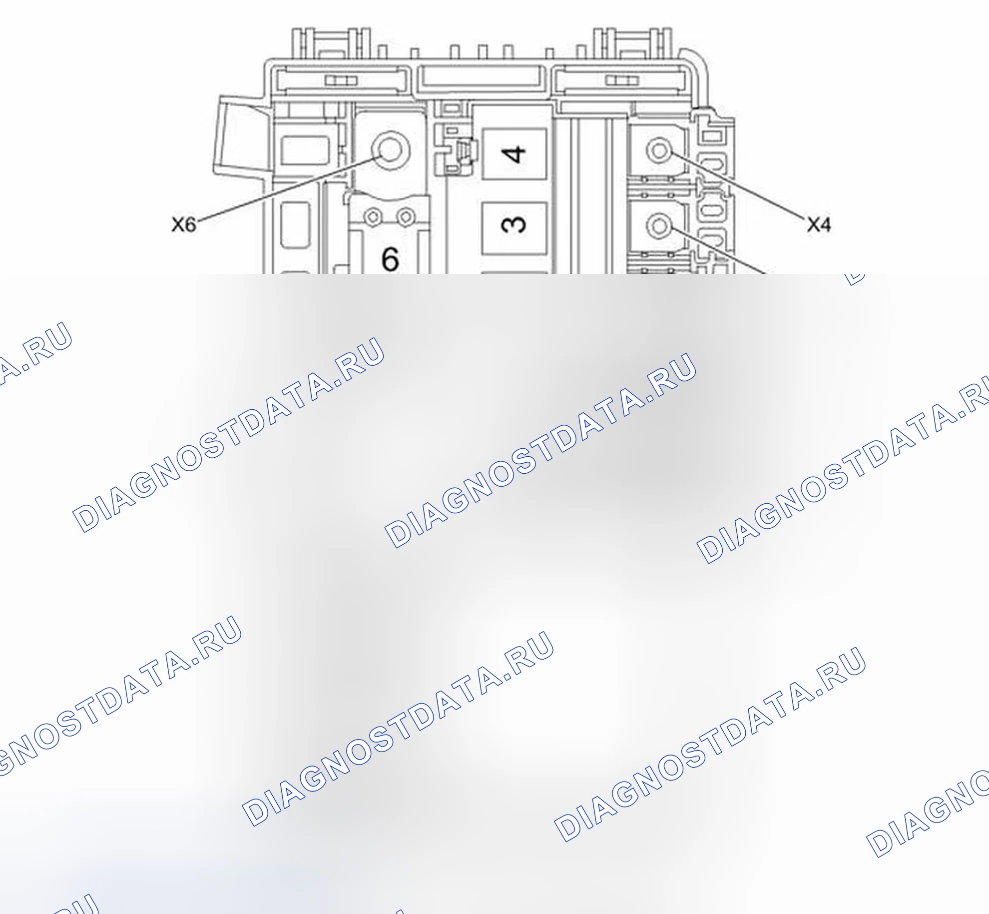 Рис. 4: Блок предохранителей X50D - вид сверху аккумулятора. Chevrolet Cruze I рестайлинг