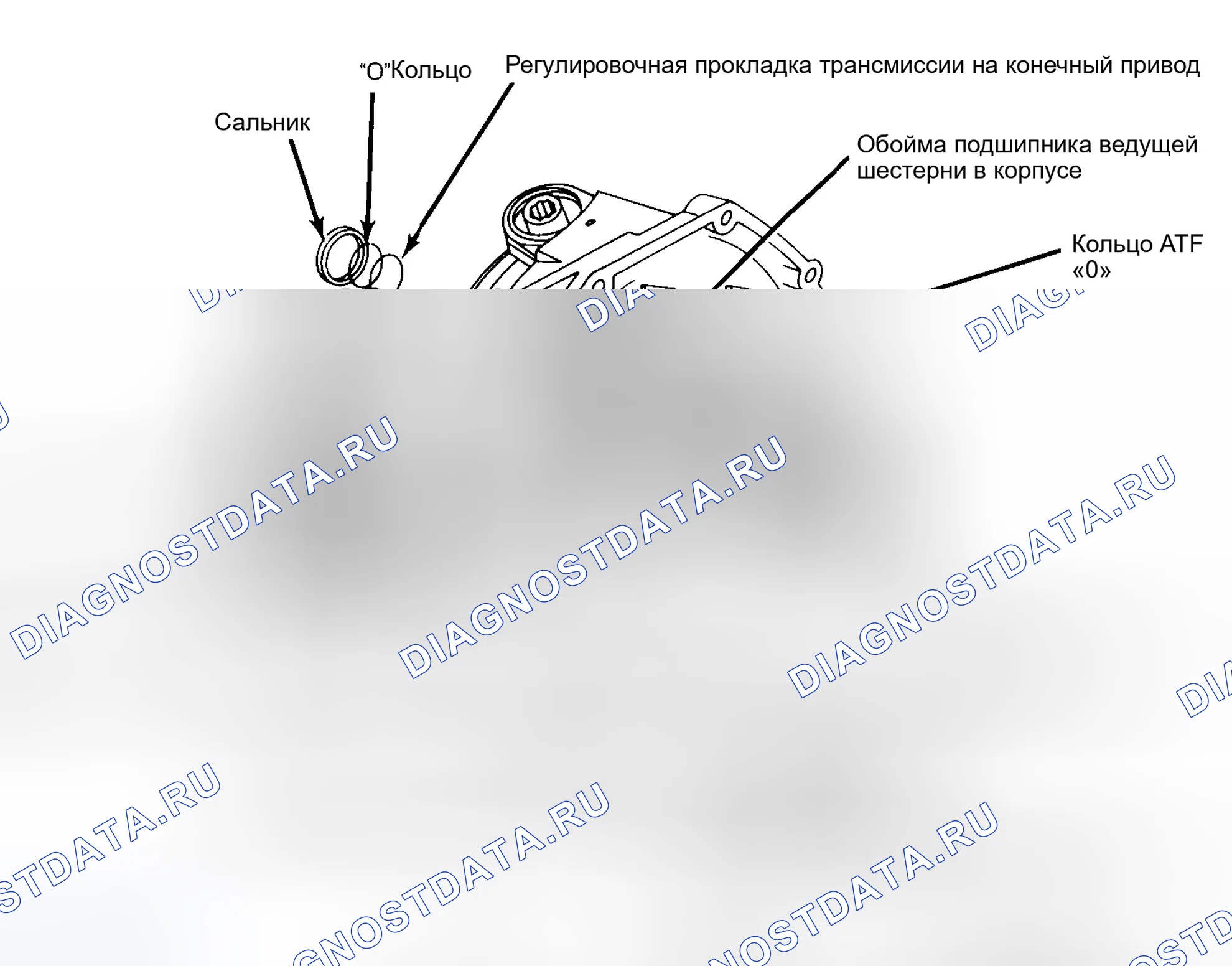 Рис. 34: Покомпонентный вид промежуточных шестерен и сателлитов в сборе в корпусе конечного привода. Volkswagen Jetta I