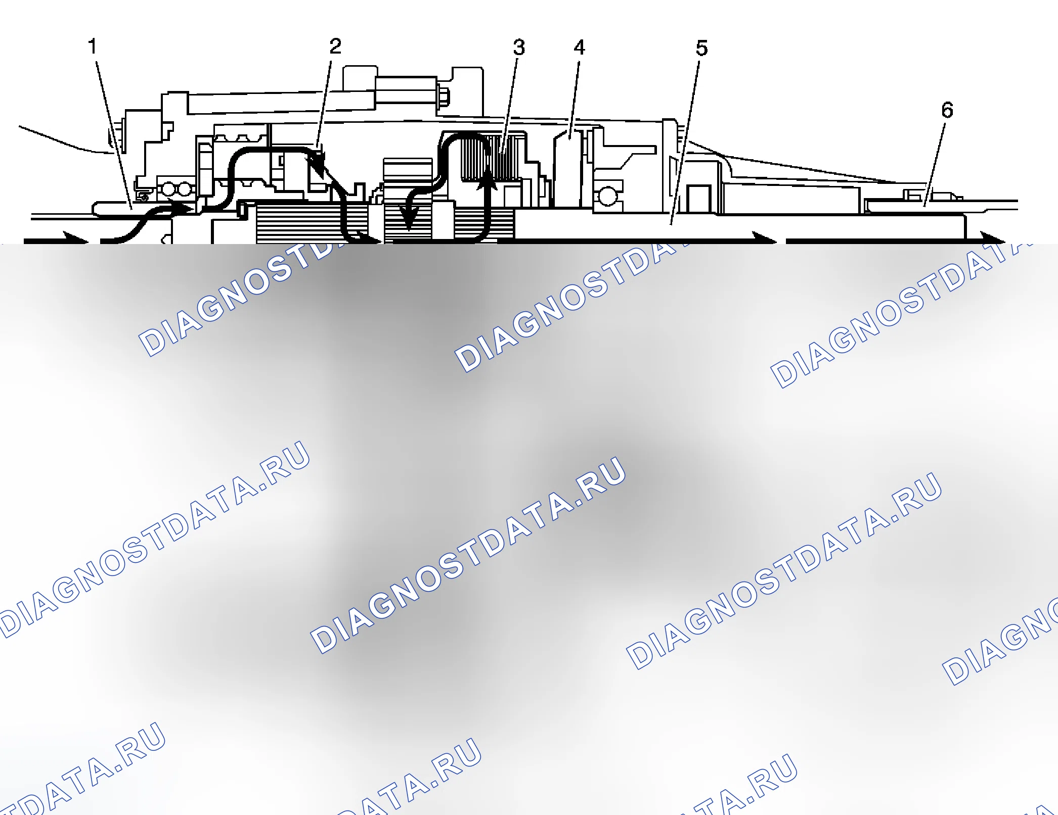 Рис. 13: Поток мощности 4LO. Chevrolet TrailBlazer I рестайлинг