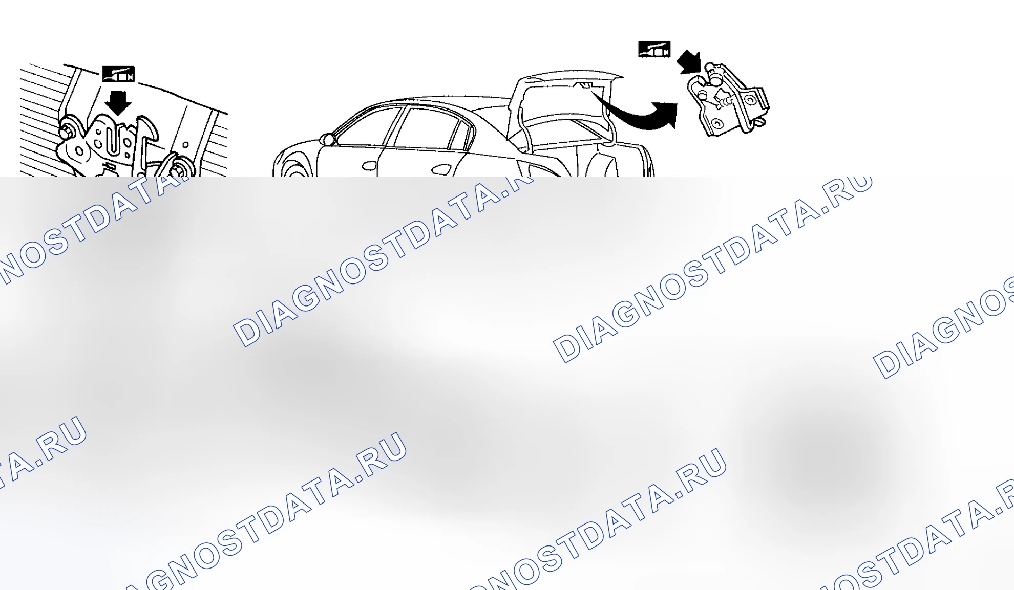 Рис. 49: Смазочные замки, петли и защелка капота. Honda Prelude I