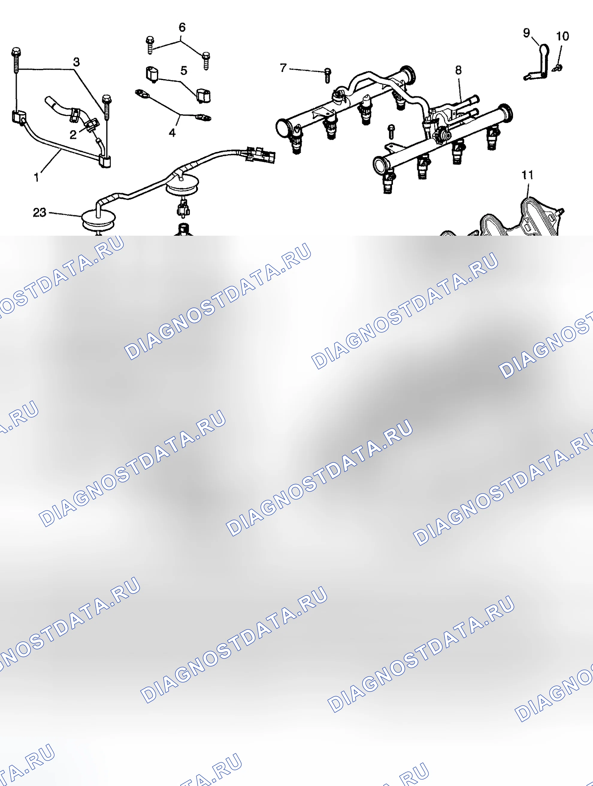 Рис. 25: Впускной коллектор / верхний двигатель. Chevrolet TrailBlazer I